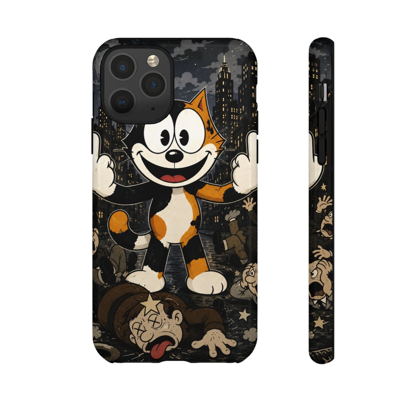 Vintage Cartoon Cat Phone Case — Edgy Felix-Style Illustration
