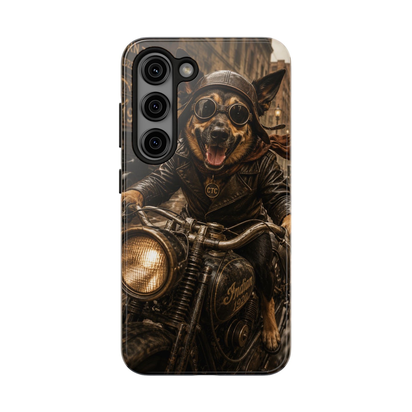Phone Case — Biker Dog Riding Motorcycle Protective Tough Cover