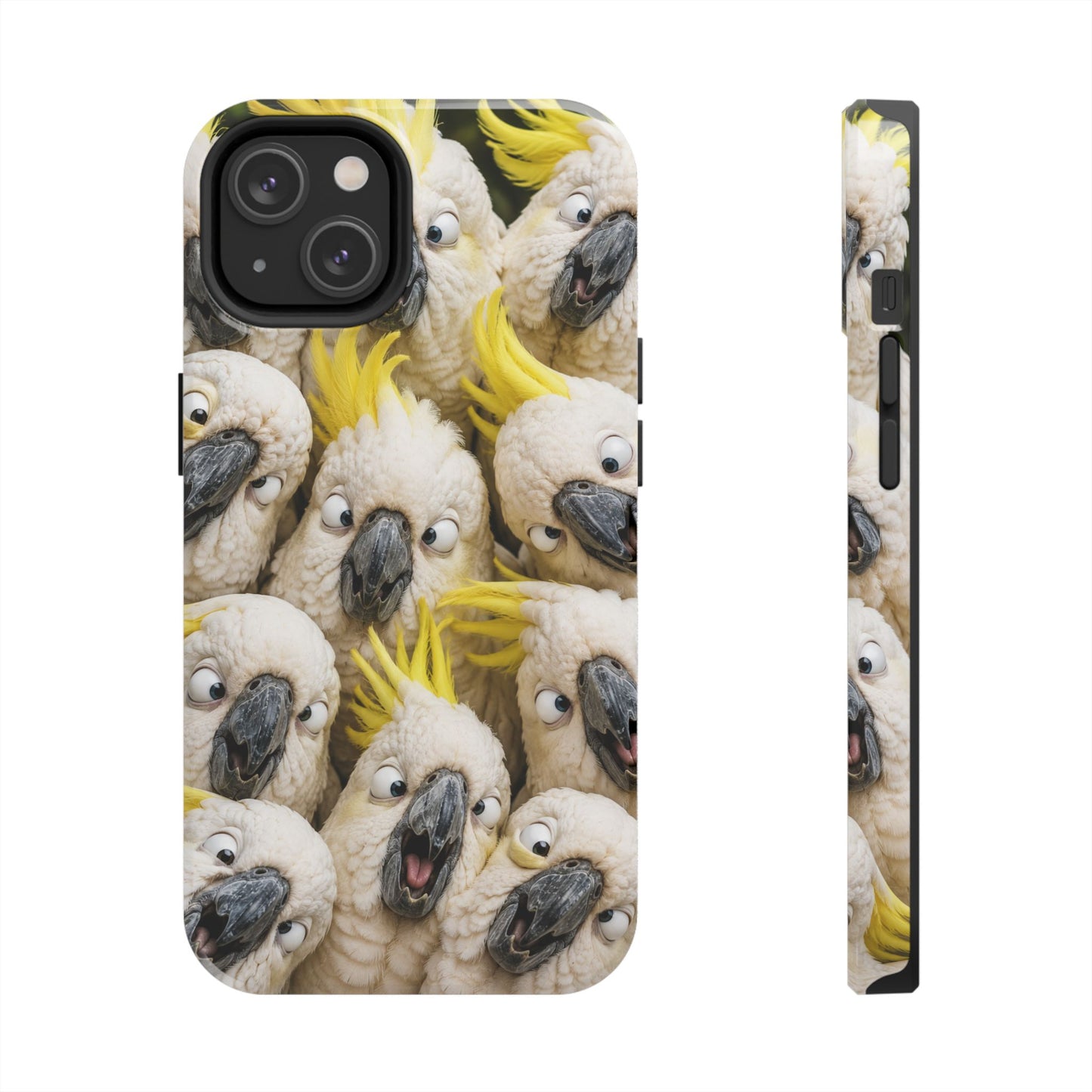 Cockatoo Collage Tough Phone Case — Funny Yellow Crested Bird Protective Phone Cover