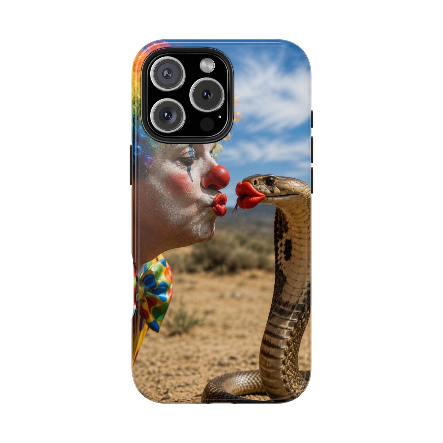 Clown & Cobra Tough Phone Case — Funny Kiss Design, Shockproof Protective Cover