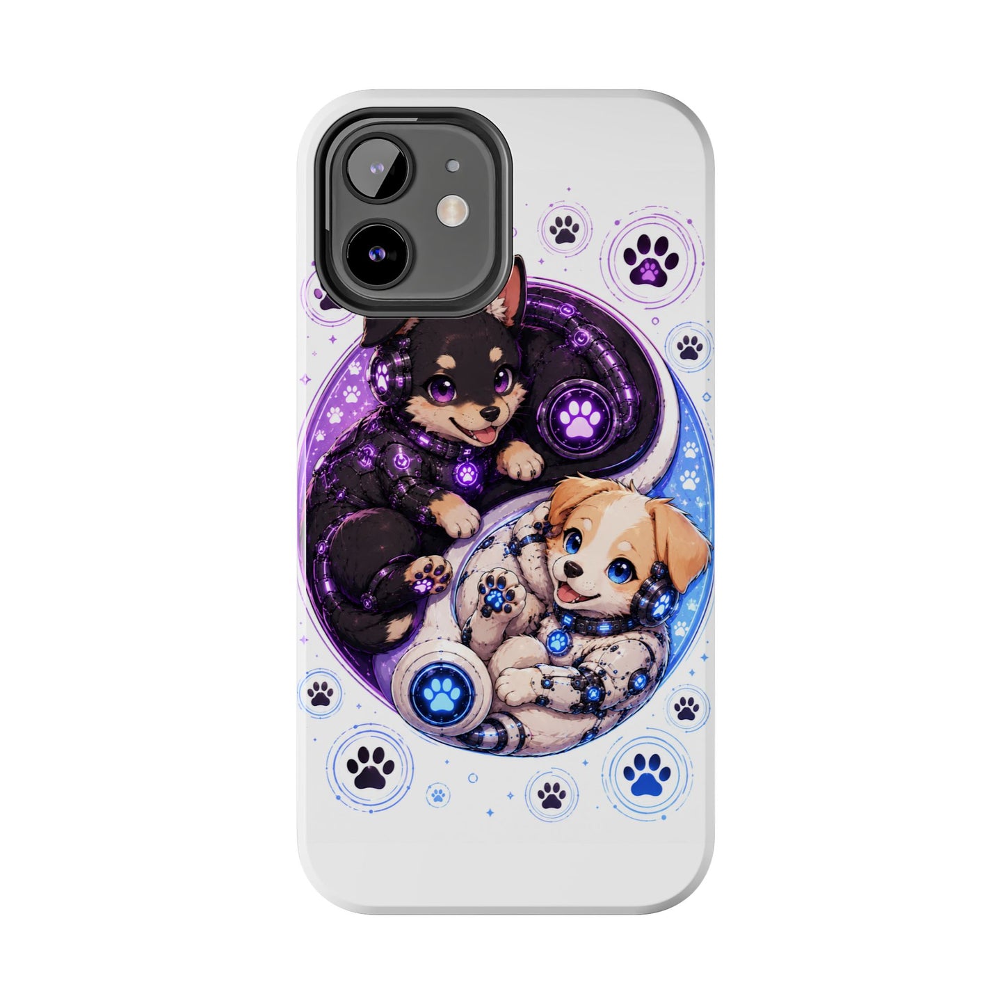 Yin Yang Puppy Tough Phone Case — Cute Paw Print Dog Protector