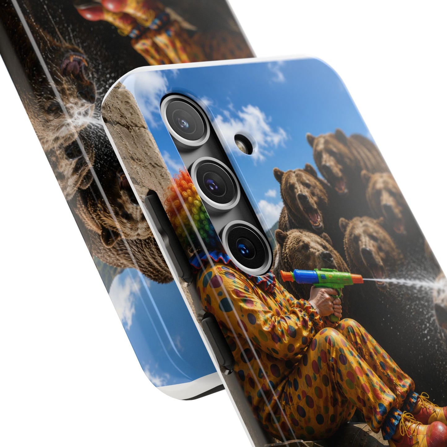 Tough Phone Case — Surreal Clown vs. Bears Protective Phone Cover