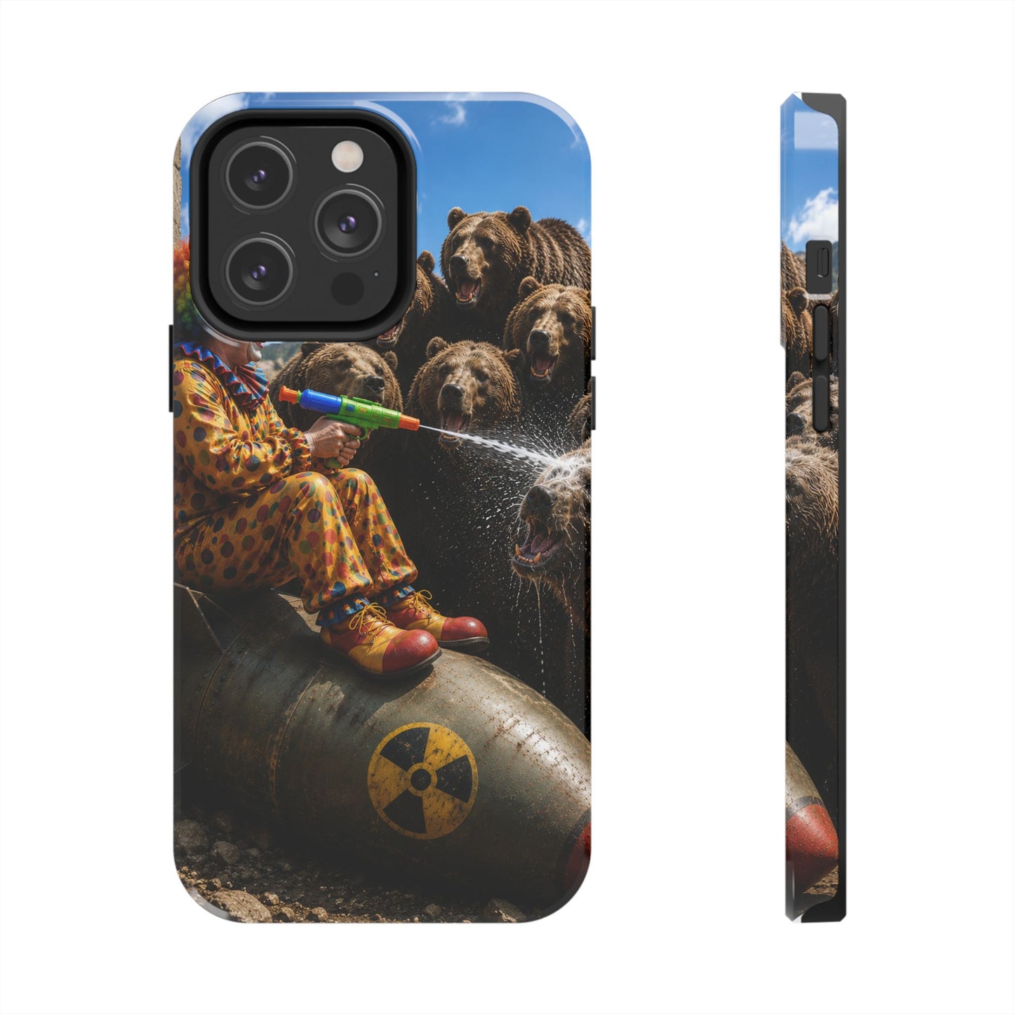 Tough Phone Case — Surreal Clown vs. Bears Protective Phone Cover