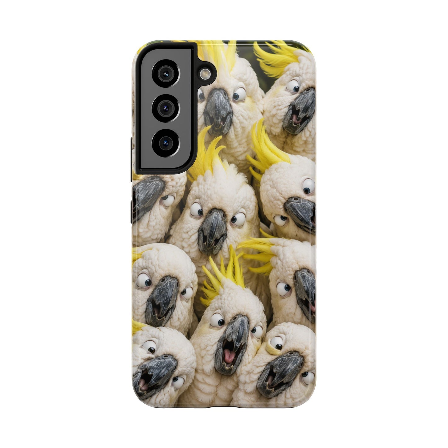 Cockatoo Collage Tough Phone Case — Funny Yellow Crested Bird Protective Phone Cover