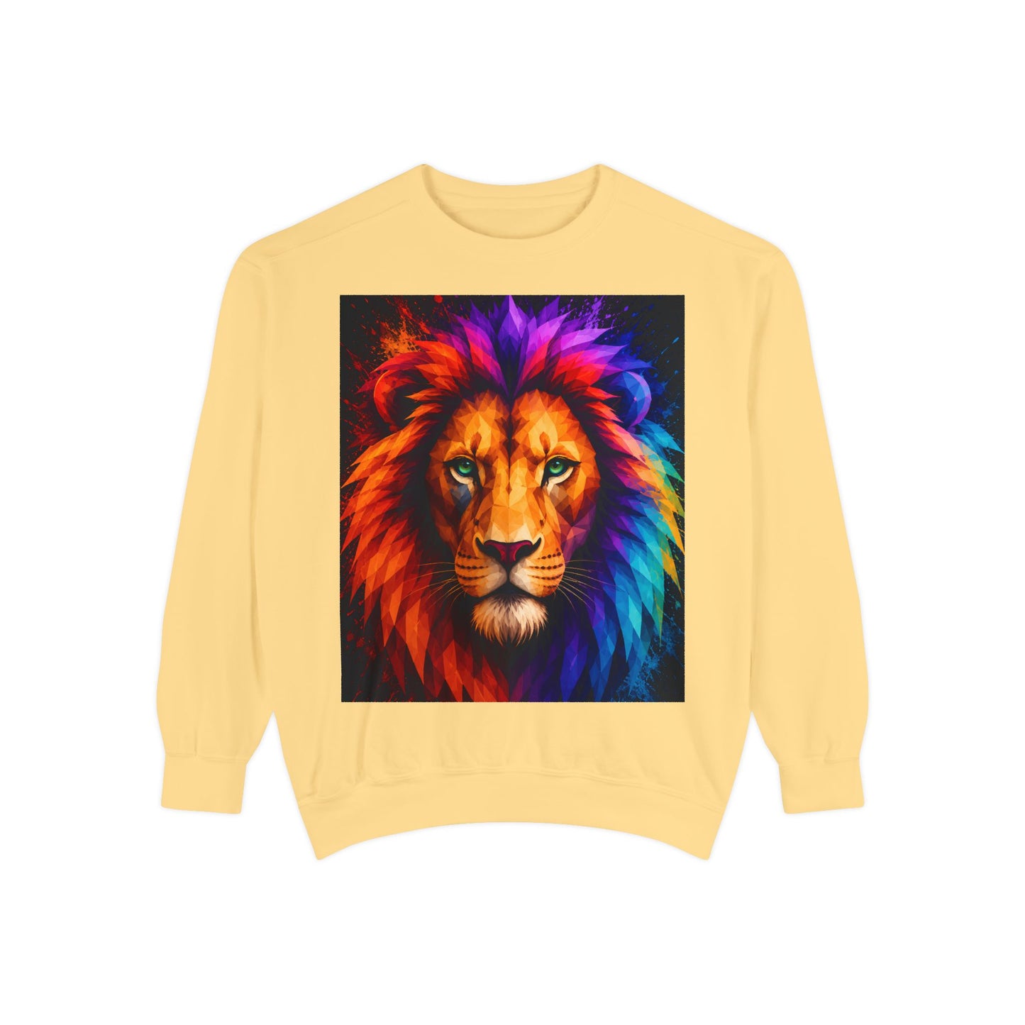 Colorful Lion Sweatshirt — Vibrant Rainbow Mane Crewneck