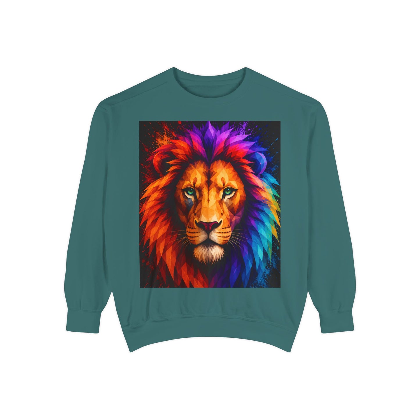 Colorful Lion Sweatshirt — Vibrant Rainbow Mane Crewneck
