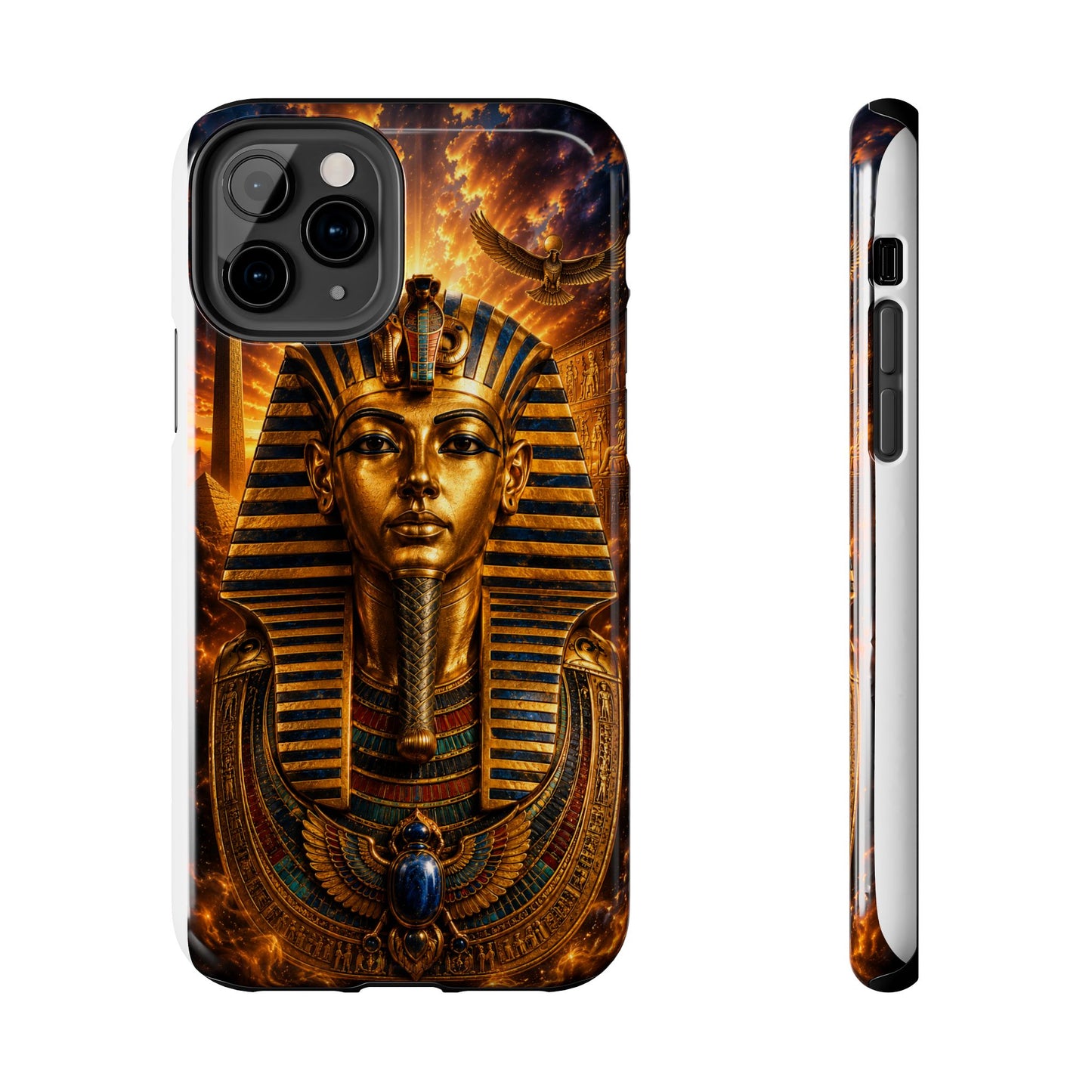 Egyptian Pharaoh Tough Phone Case — Protective Golden Tutankhamun Design