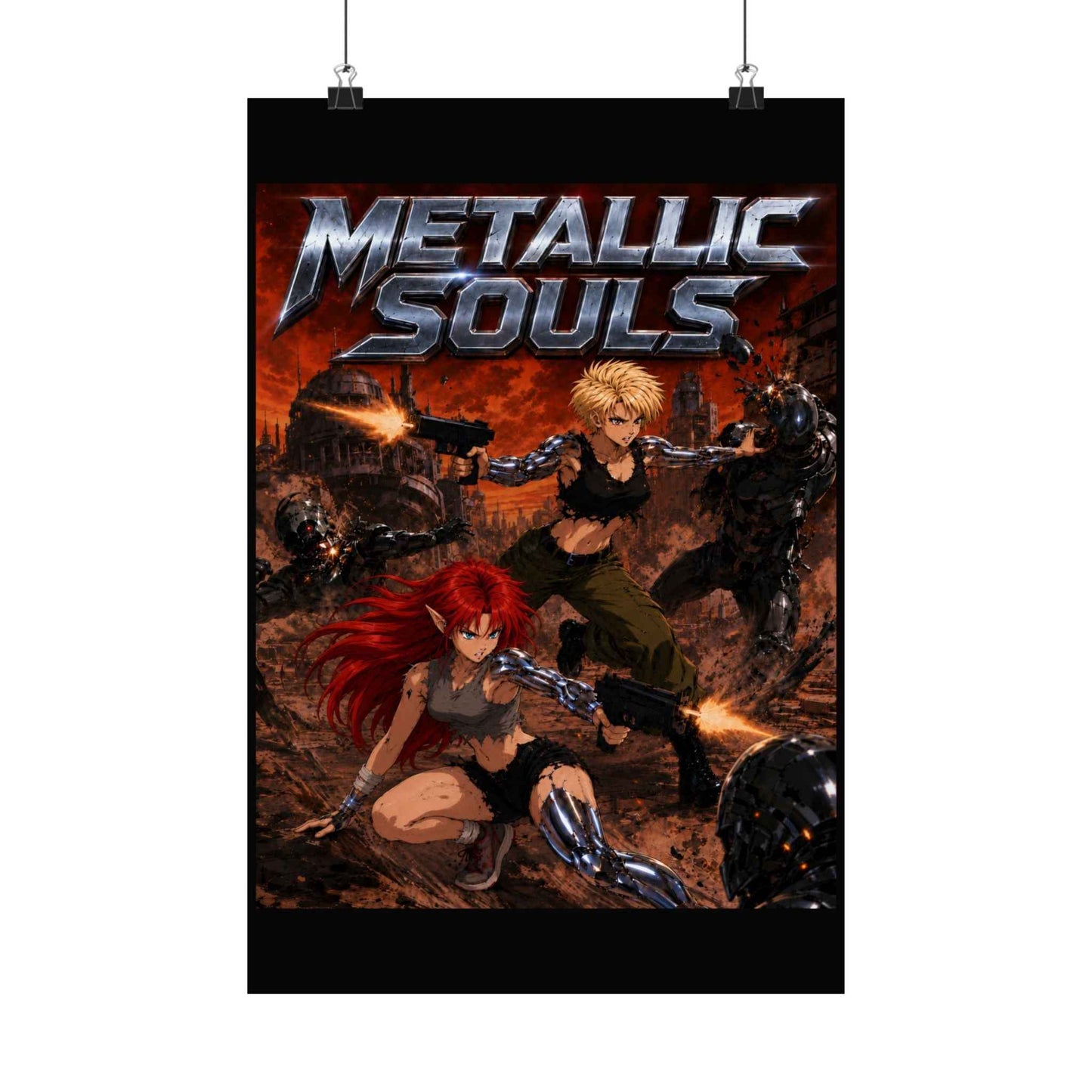Metallic Souls Poster — Anime Sci‑Fi Action Matte Vertical Print