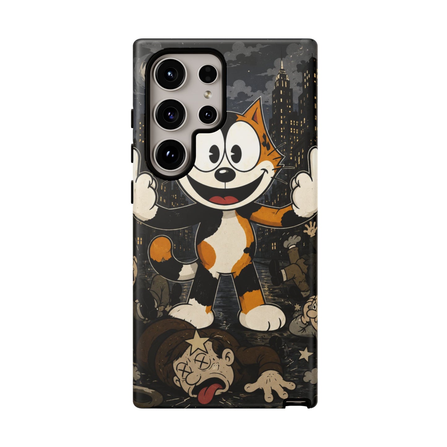 Vintage Cartoon Cat Phone Case — Edgy Felix-Style Illustration