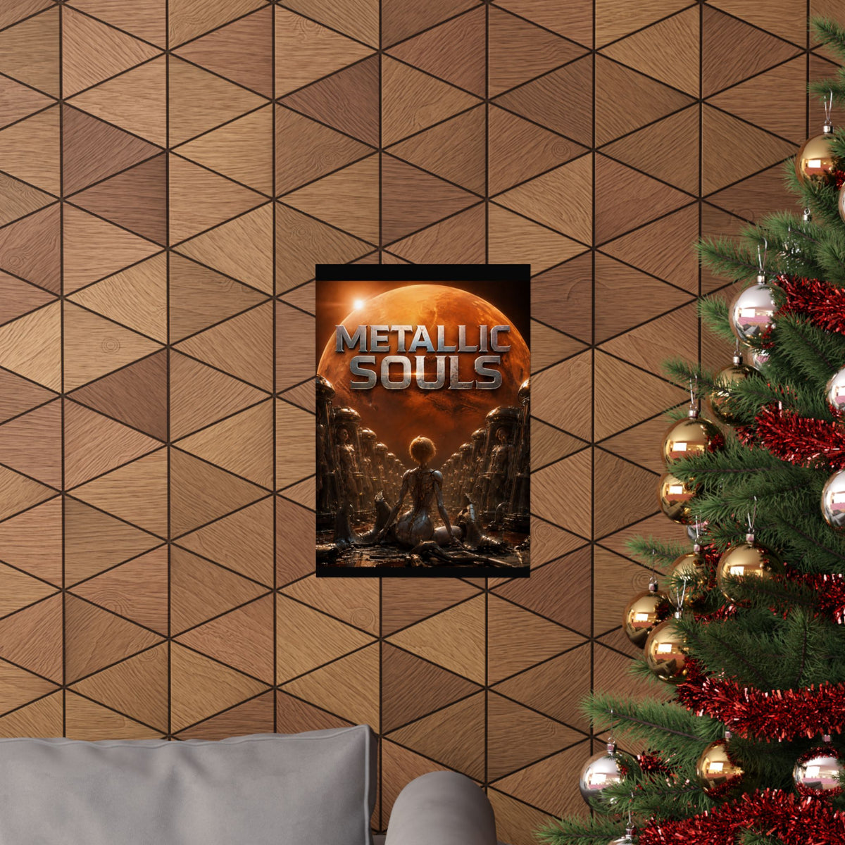 Metallic Souls Matte Poster — Sci‑Fi Planet Artwork