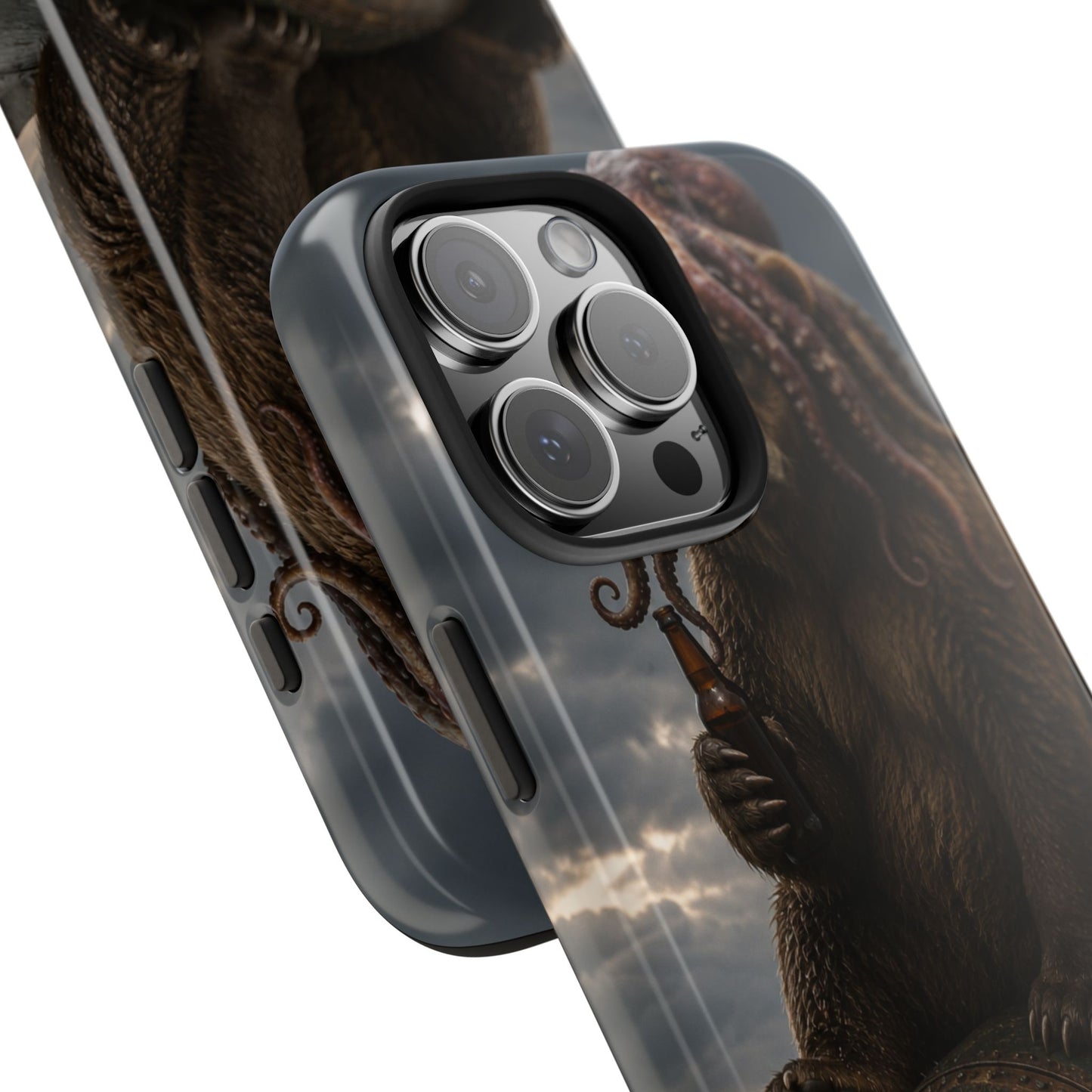 Tough Phone Case — Post‑Apocalyptic Bear with Octopus Helmet on Nuclear Bomb