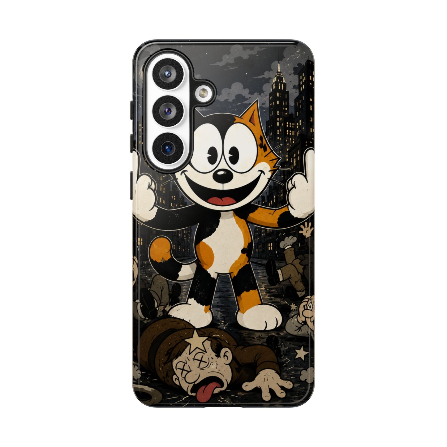 Vintage Cartoon Cat Phone Case — Edgy Felix-Style Illustration