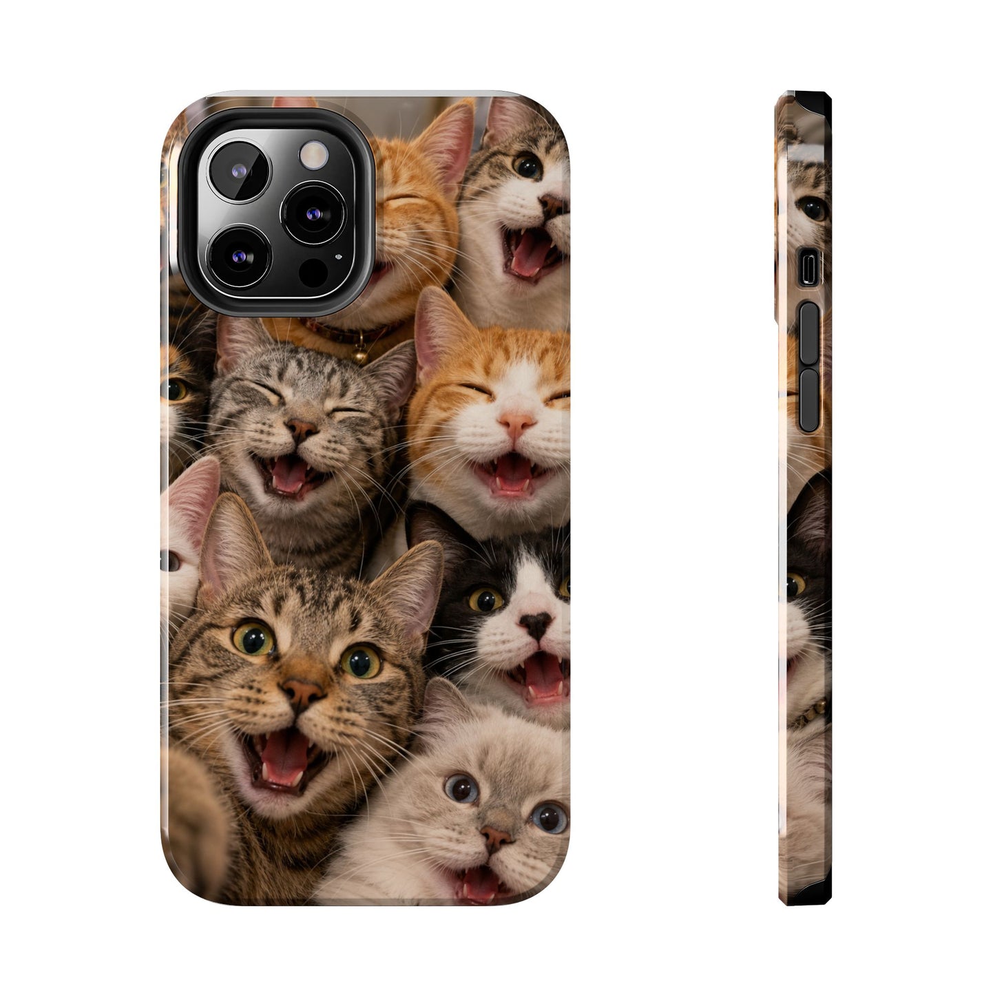 Tough Smiling Cats Collage Phone Case – Cute Cat Faces for iPhone