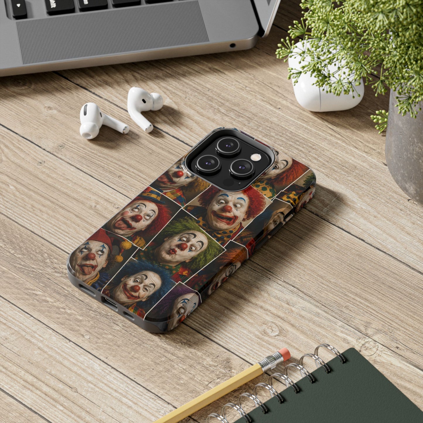 Clown Collage Tough Phone Case — Retro Carnival Horror Pattern