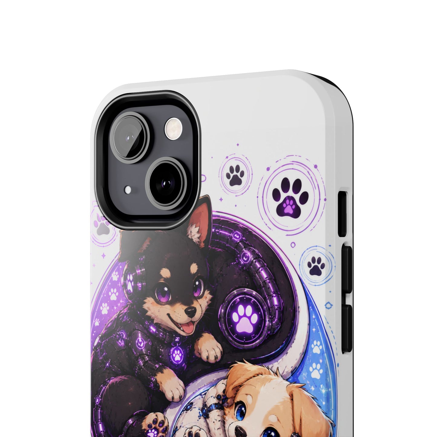 Yin Yang Puppy Tough Phone Case — Cute Paw Print Dog Protector