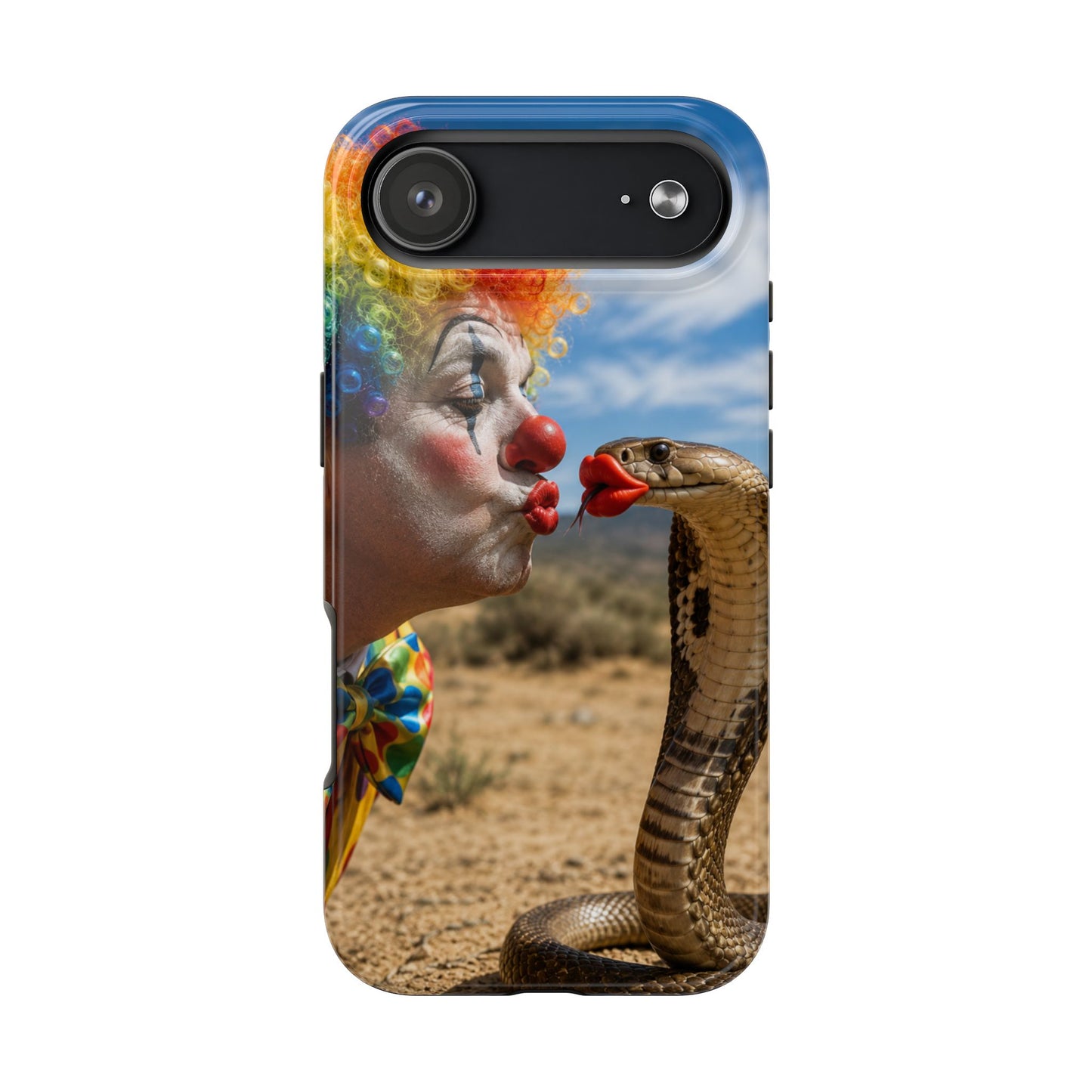 Clown & Cobra Tough Phone Case — Funny Kiss Design, Shockproof Protective Cover