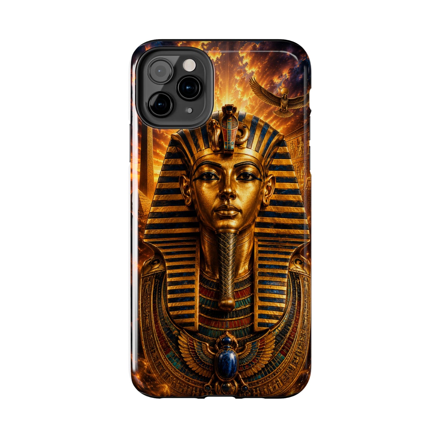 Egyptian Pharaoh Tough Phone Case — Protective Golden Tutankhamun Design