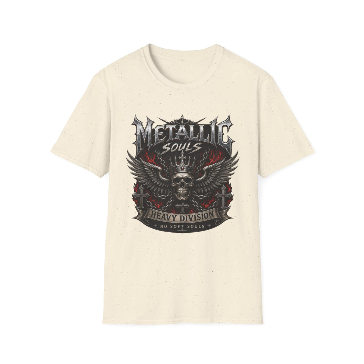 Metallic Souls Graphic T-Shirt — Gothic Skull & Wings Heavy Metal Tee