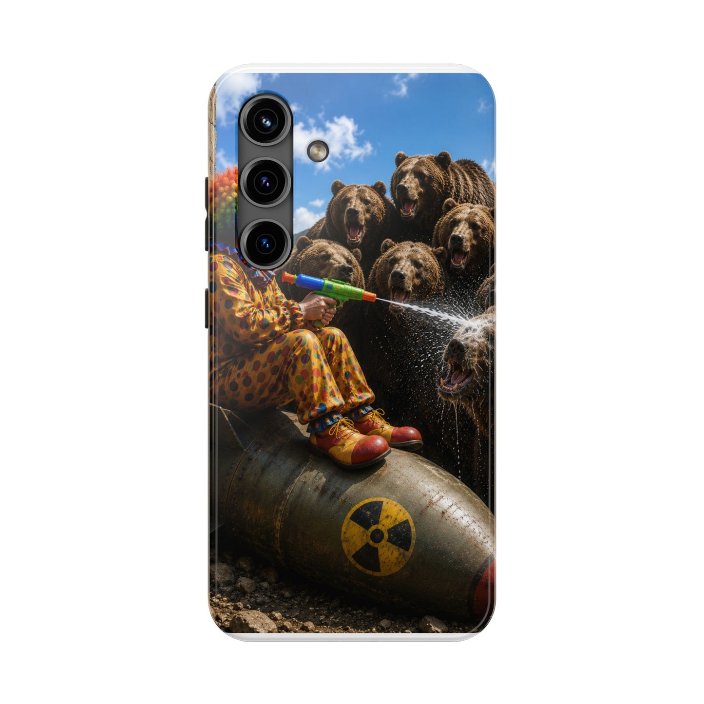 Tough Phone Case — Surreal Clown vs. Bears Protective Phone Cover