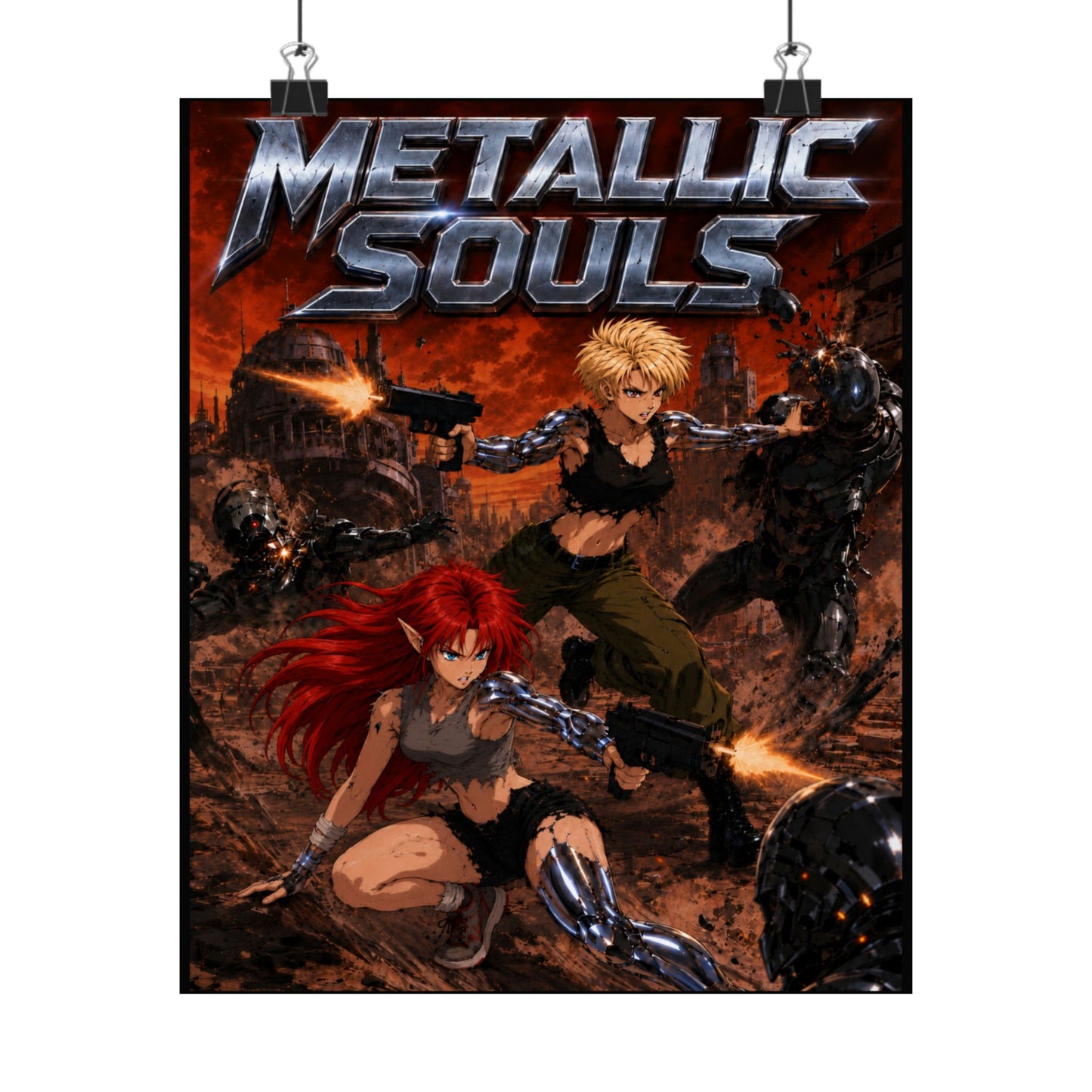 Metallic Souls Poster — Anime Sci‑Fi Action Matte Vertical Print