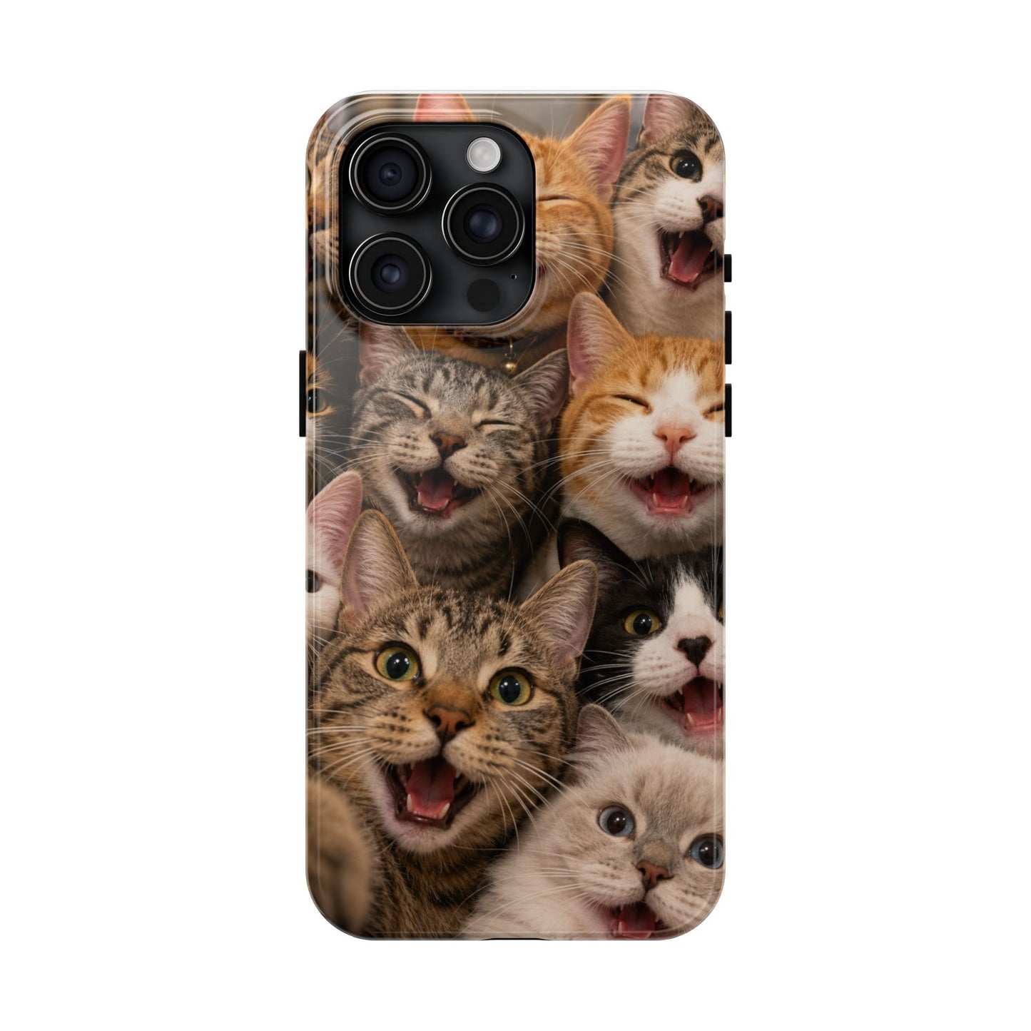 Tough Smiling Cats Collage Phone Case – Cute Cat Faces for iPhone