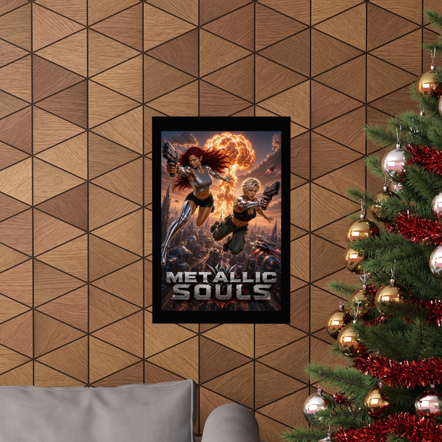 Metallic Souls Sci‑Fi Poster — Action Cyberpunk Movie Art