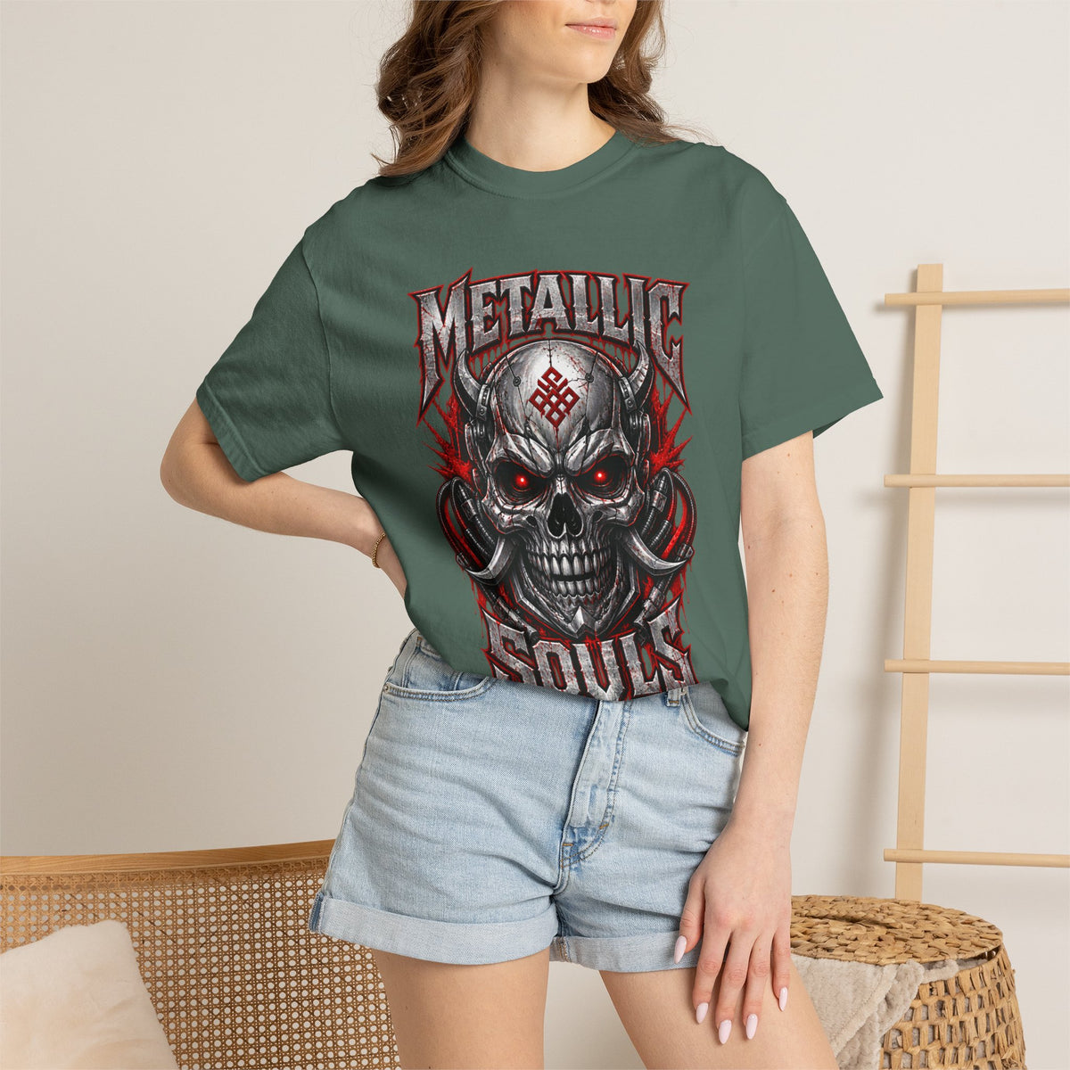 Metallic Souls Skull T-Shirt — Gothic Heavy Metal Band Tee