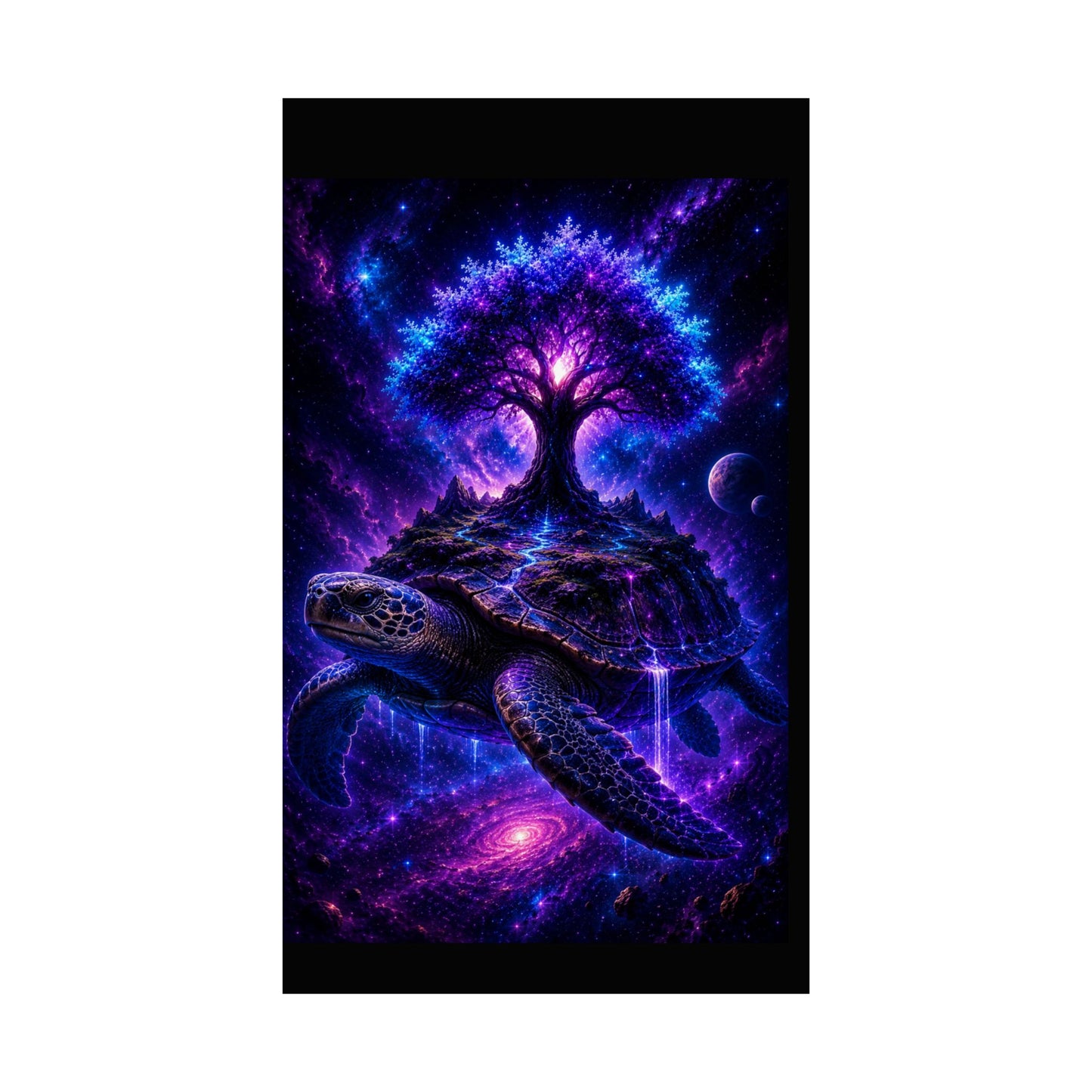 Cosmic Turtle Poster — Mystic Tree on Turtle Shell Matte Vertical Wall Art