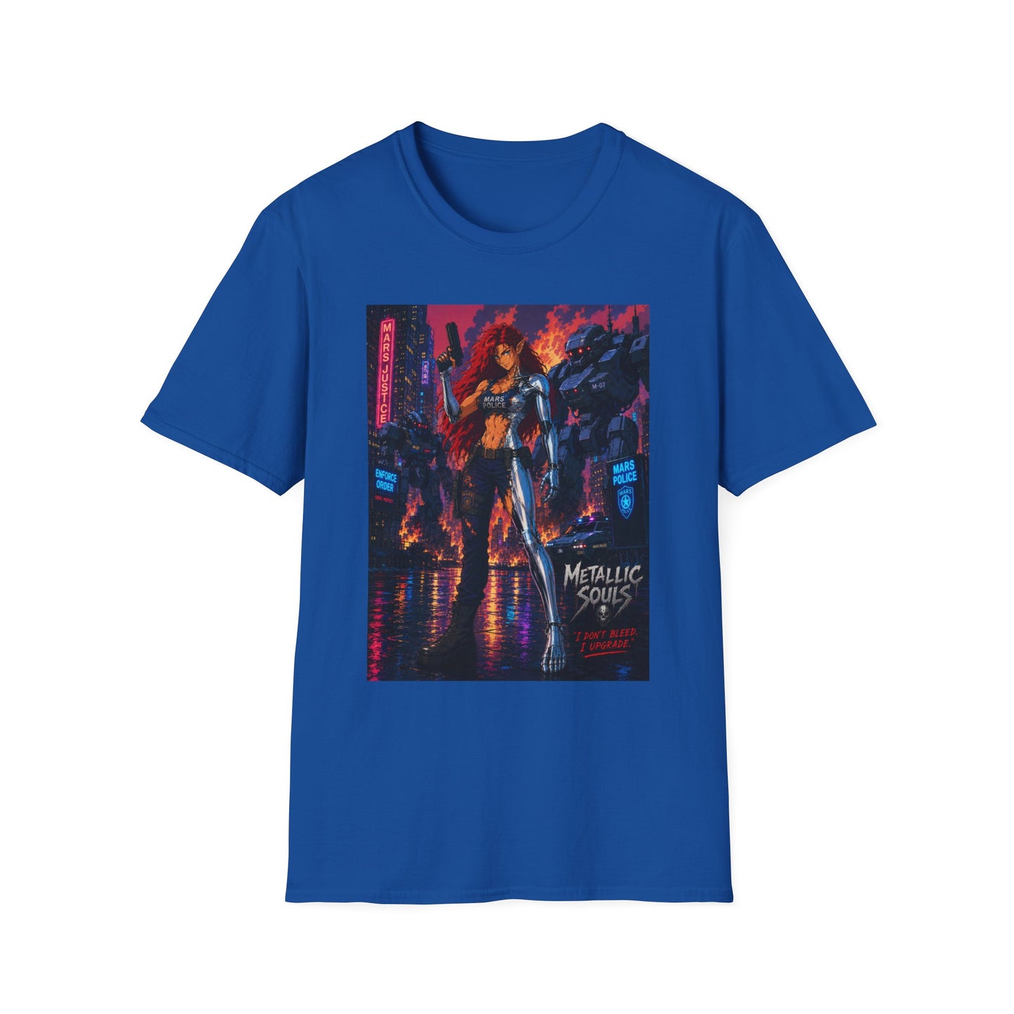 Cyberpunk Warrior T‑Shirt — 'Metallic Soul' Futuristic Anime Graphic