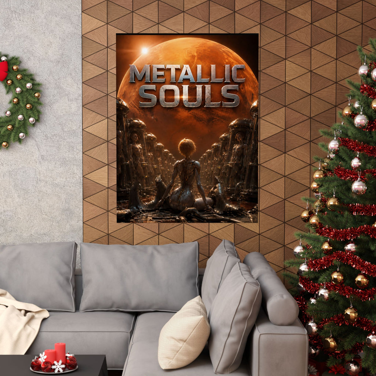 Metallic Souls Matte Poster — Sci‑Fi Planet Artwork