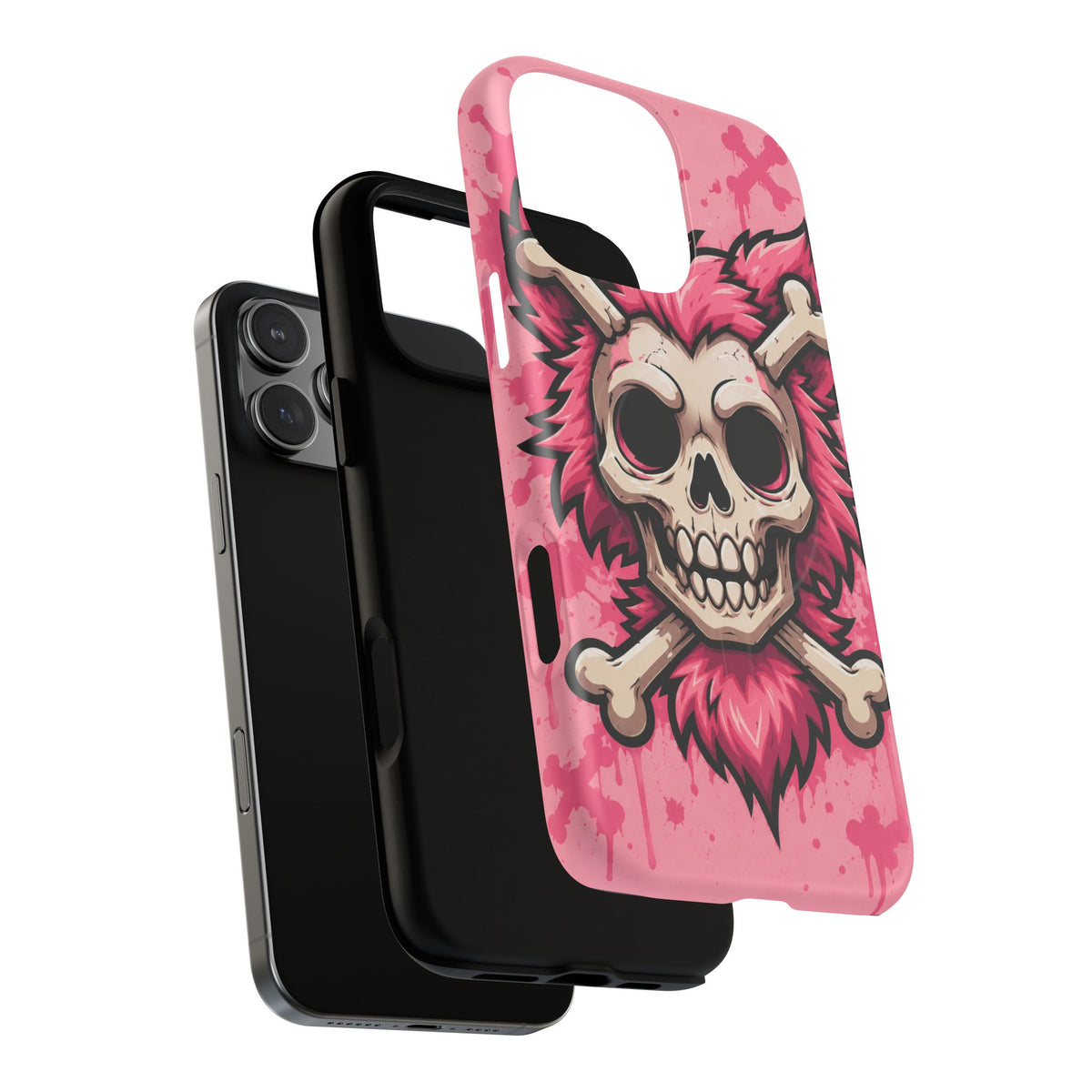 Pink Skull & Crossbones Tough Magnetic Phone Case — Punk Rock Protective Cover