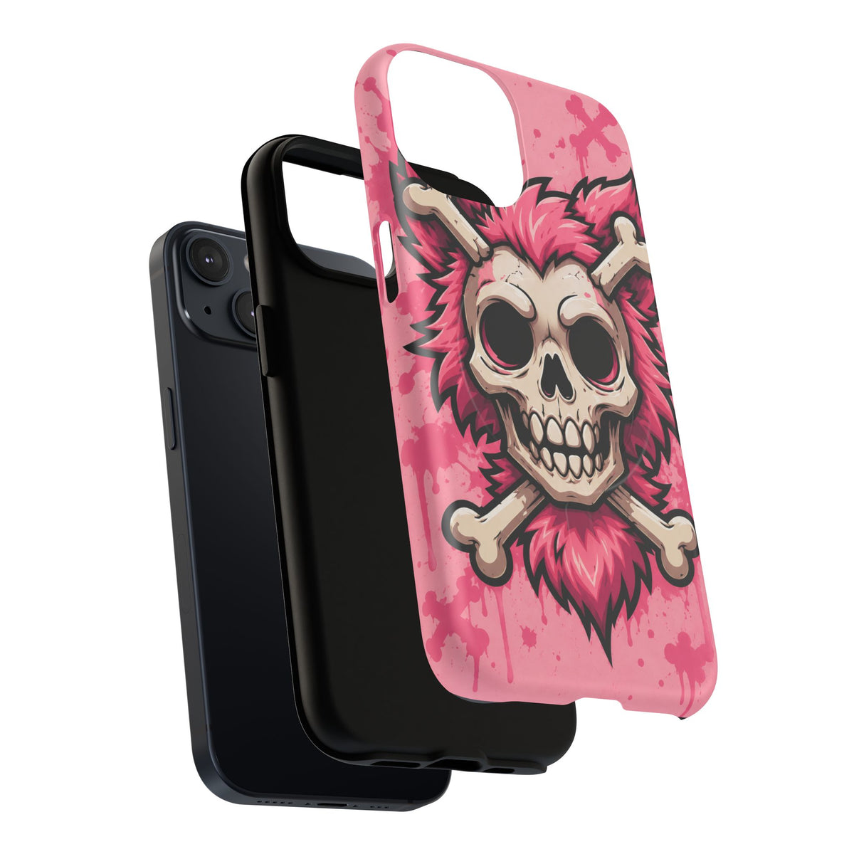 Pink Skull & Crossbones Tough Magnetic Phone Case — Punk Rock Protective Cover