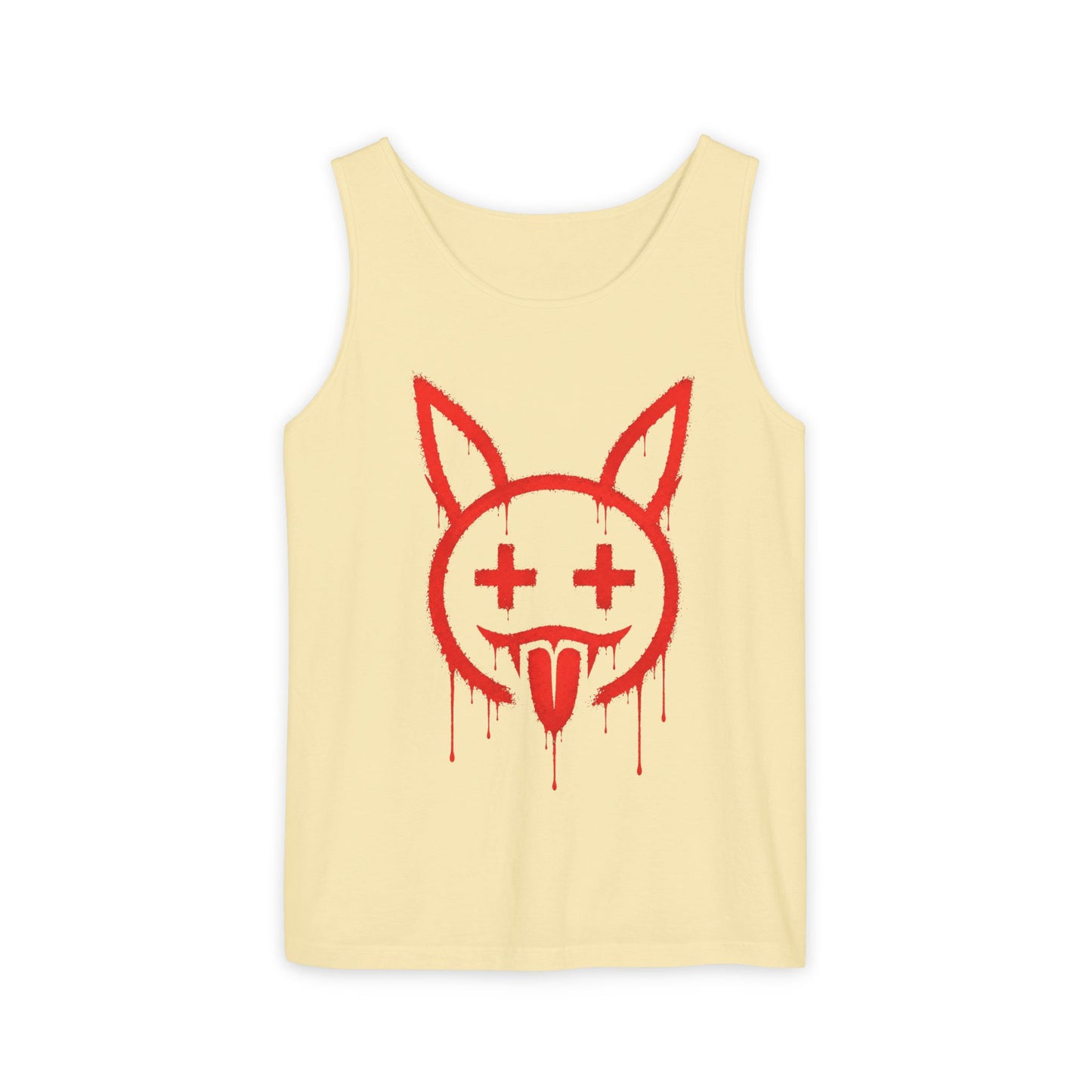 Graffiti Bunny Drip Tank Top,  Distressed Red Stencil Graphic