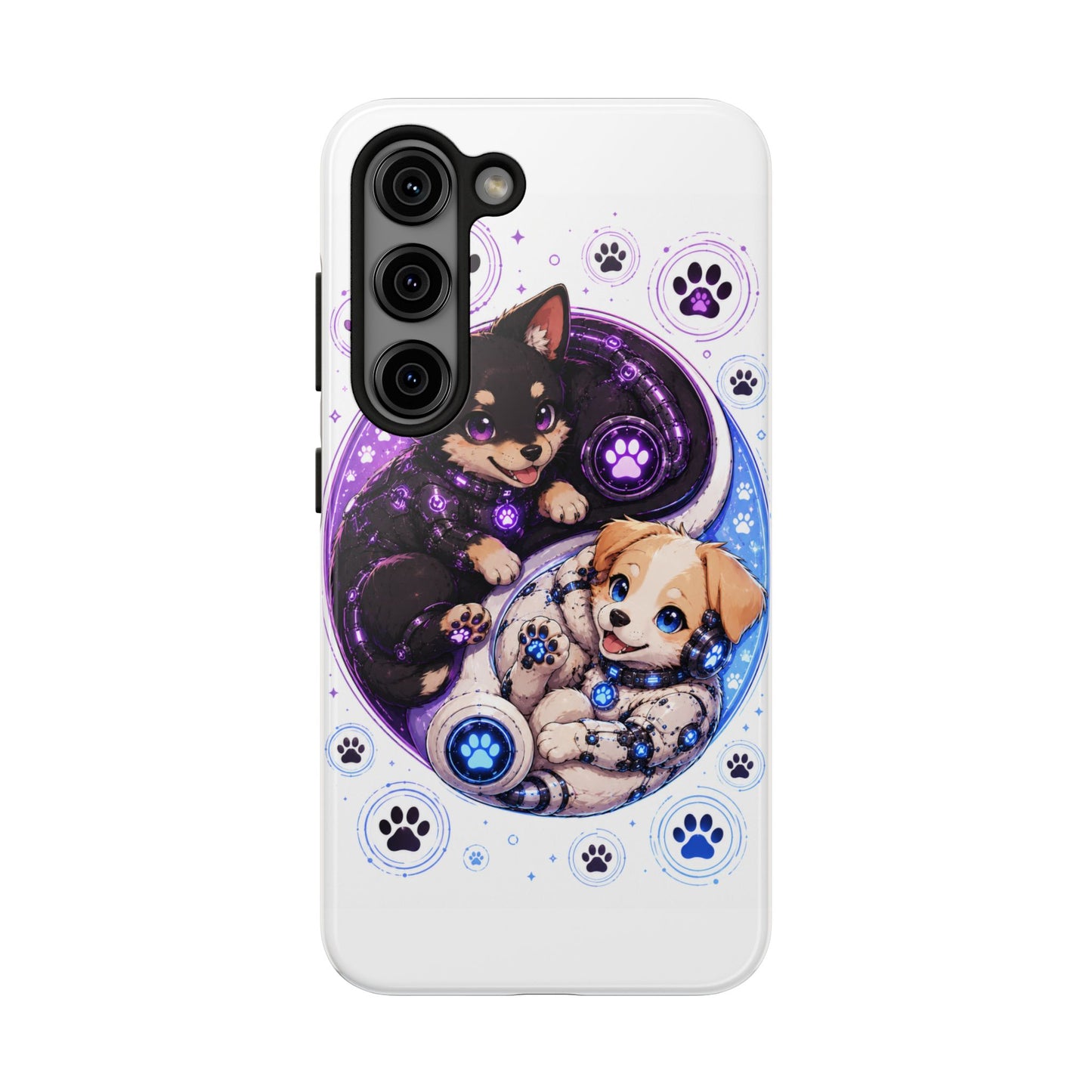 Yin Yang Puppy Tough Phone Case — Cute Paw Print Dog Protector