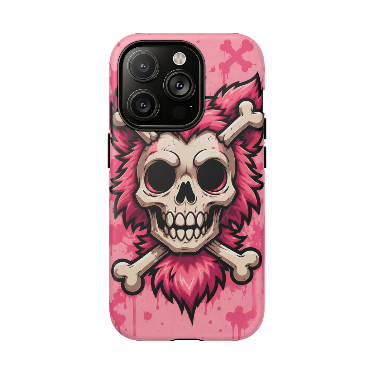 Pink Skull & Crossbones Tough Magnetic Phone Case — Punk Rock Protective Cover
