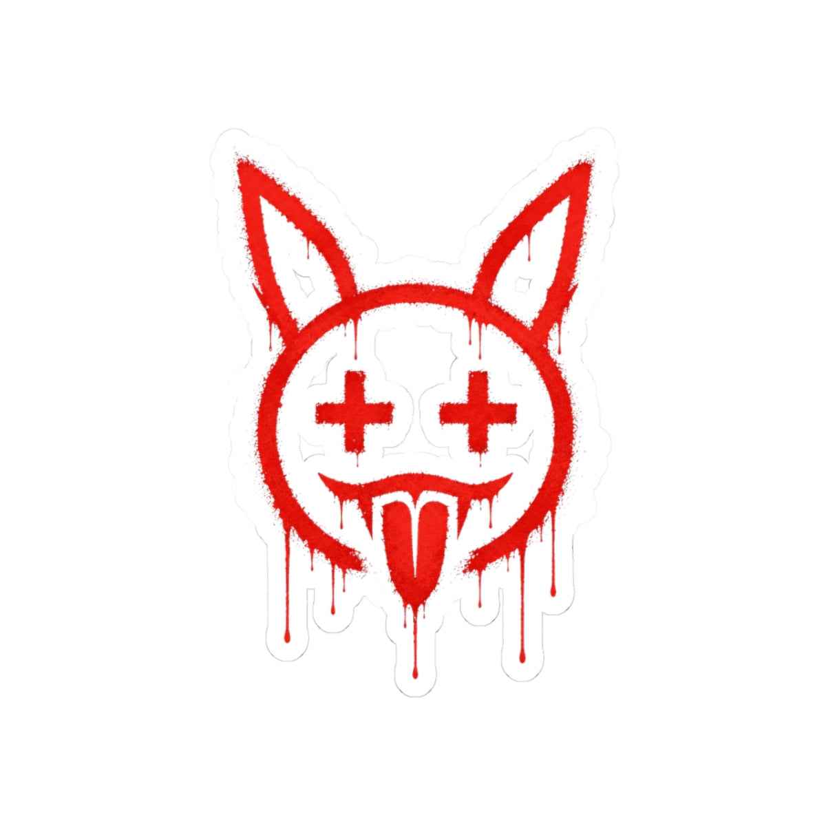 Drip Graffiti Bunny Sticker — Red Kiss-Cut Laptop Decal