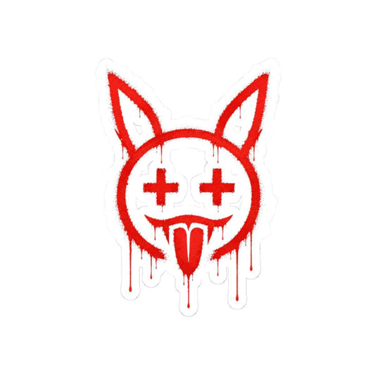 Drip Graffiti Bunny Sticker — Red Kiss-Cut Laptop Decal