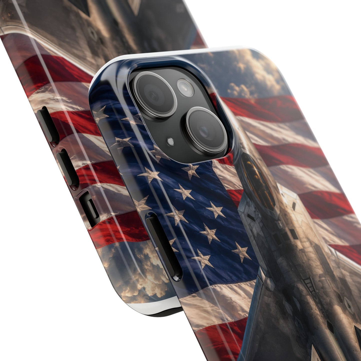Patriotic Fighter Jet Tough Phone Case — American Flag Military iPhone Case