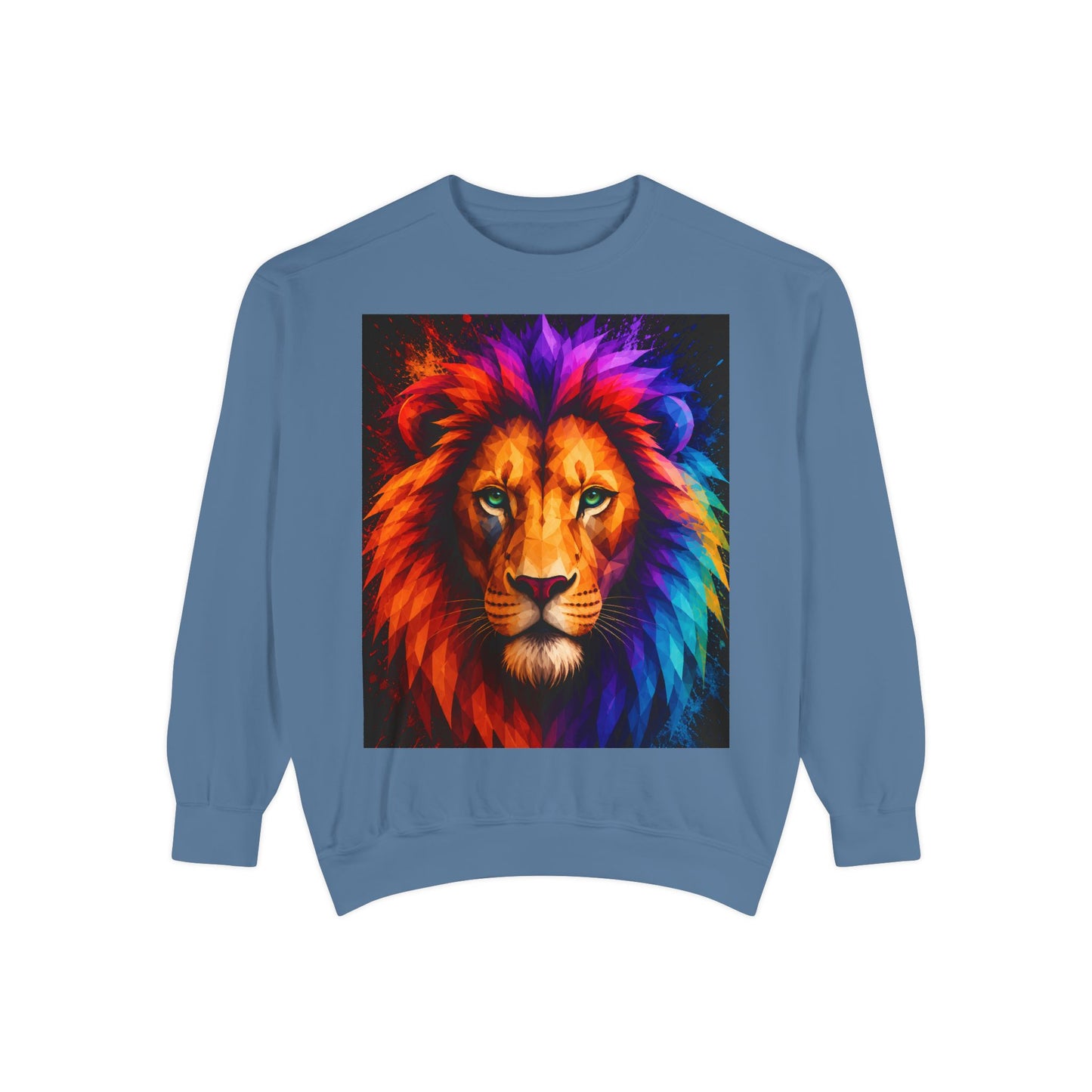 Colorful Lion Sweatshirt — Vibrant Rainbow Mane Crewneck