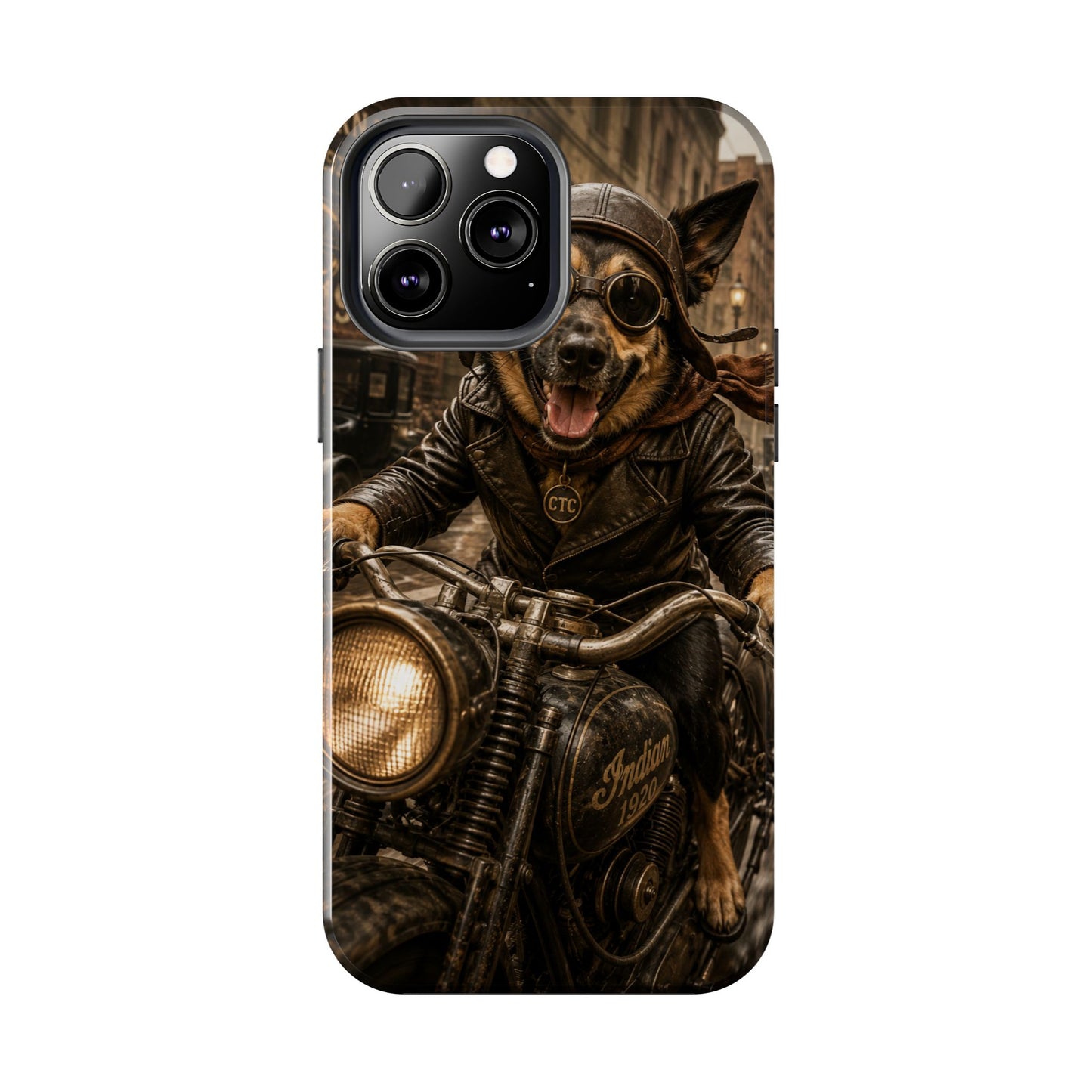 Phone Case — Biker Dog Riding Motorcycle Protective Tough Cover