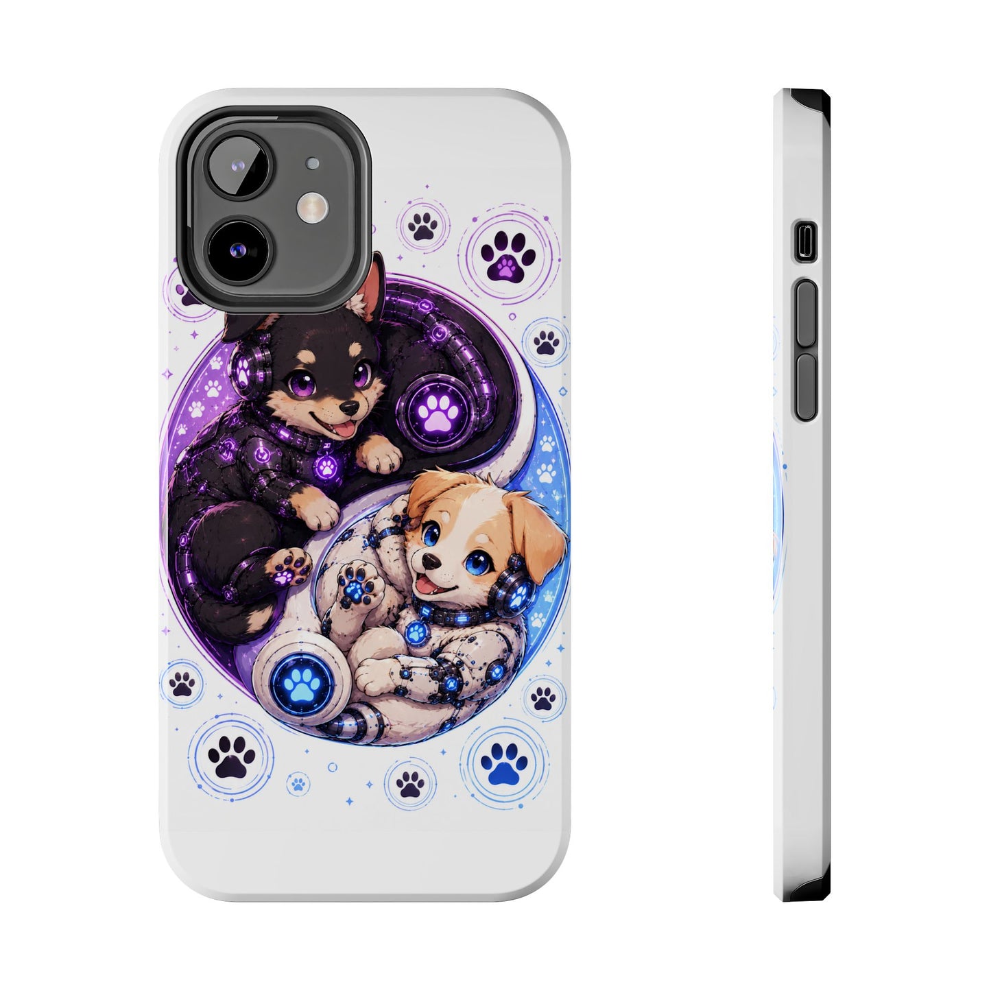 Yin Yang Puppy Tough Phone Case — Cute Paw Print Dog Protector