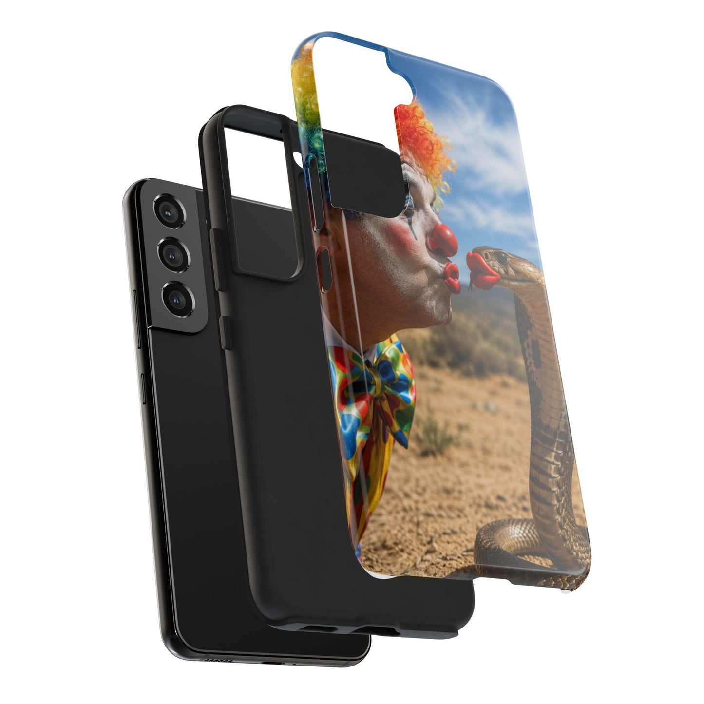 Clown & Cobra Tough Phone Case — Funny Kiss Design, Shockproof Protective Cover