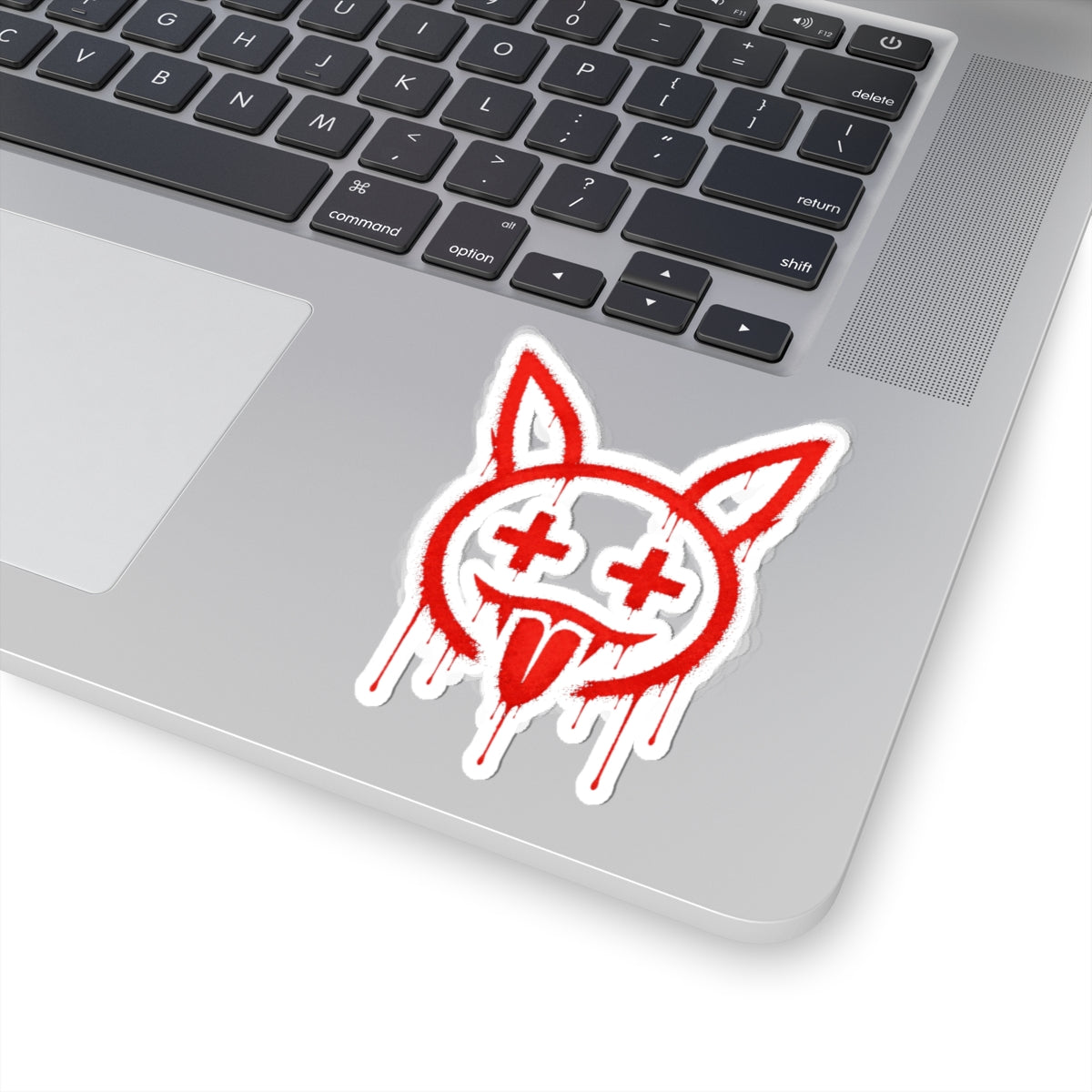 Metallic Souls Graffiti Bunny Vinyl Sticker — Red Cyberpunk Decal