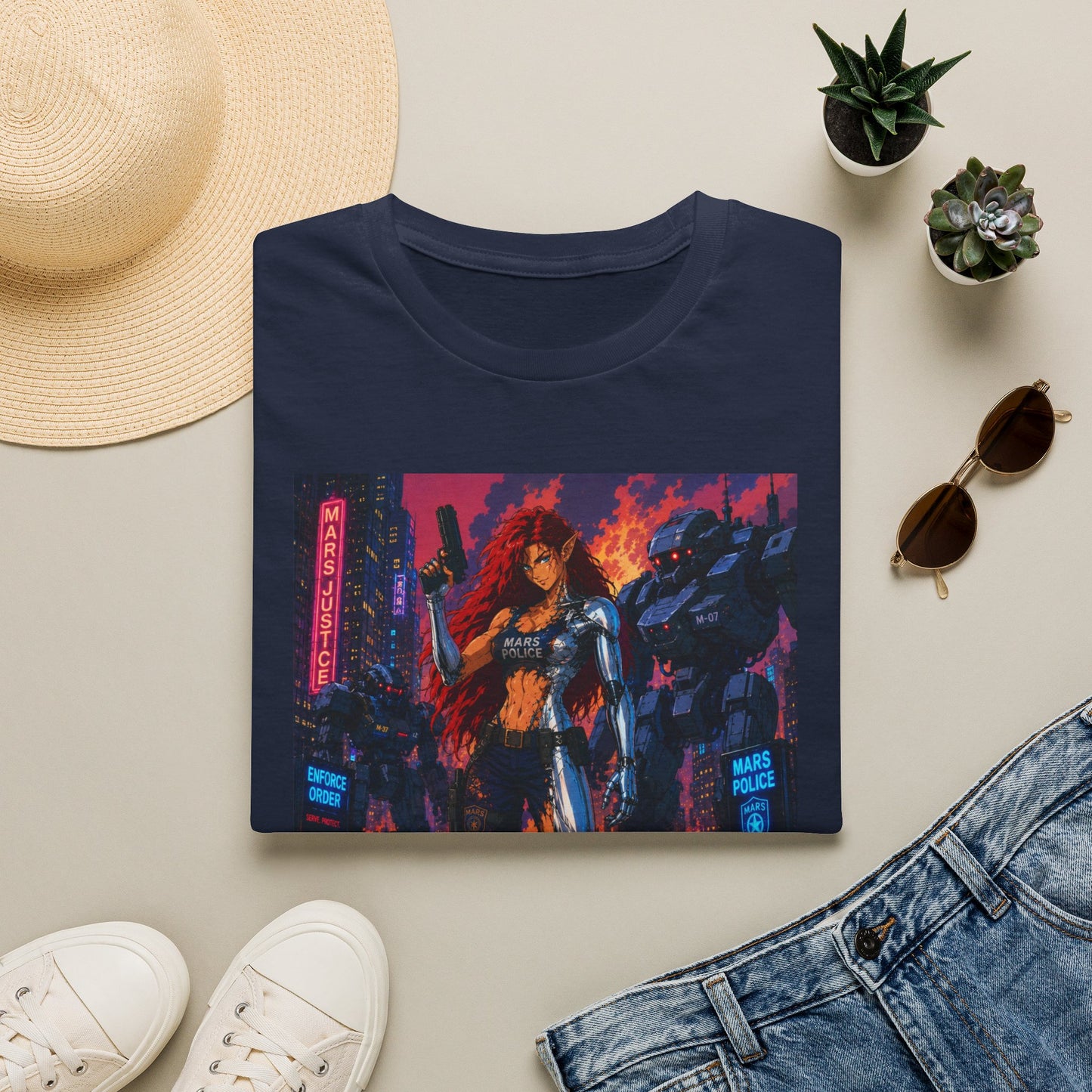 Cyberpunk Warrior T‑Shirt — 'Metallic Soul' Futuristic Anime Graphic