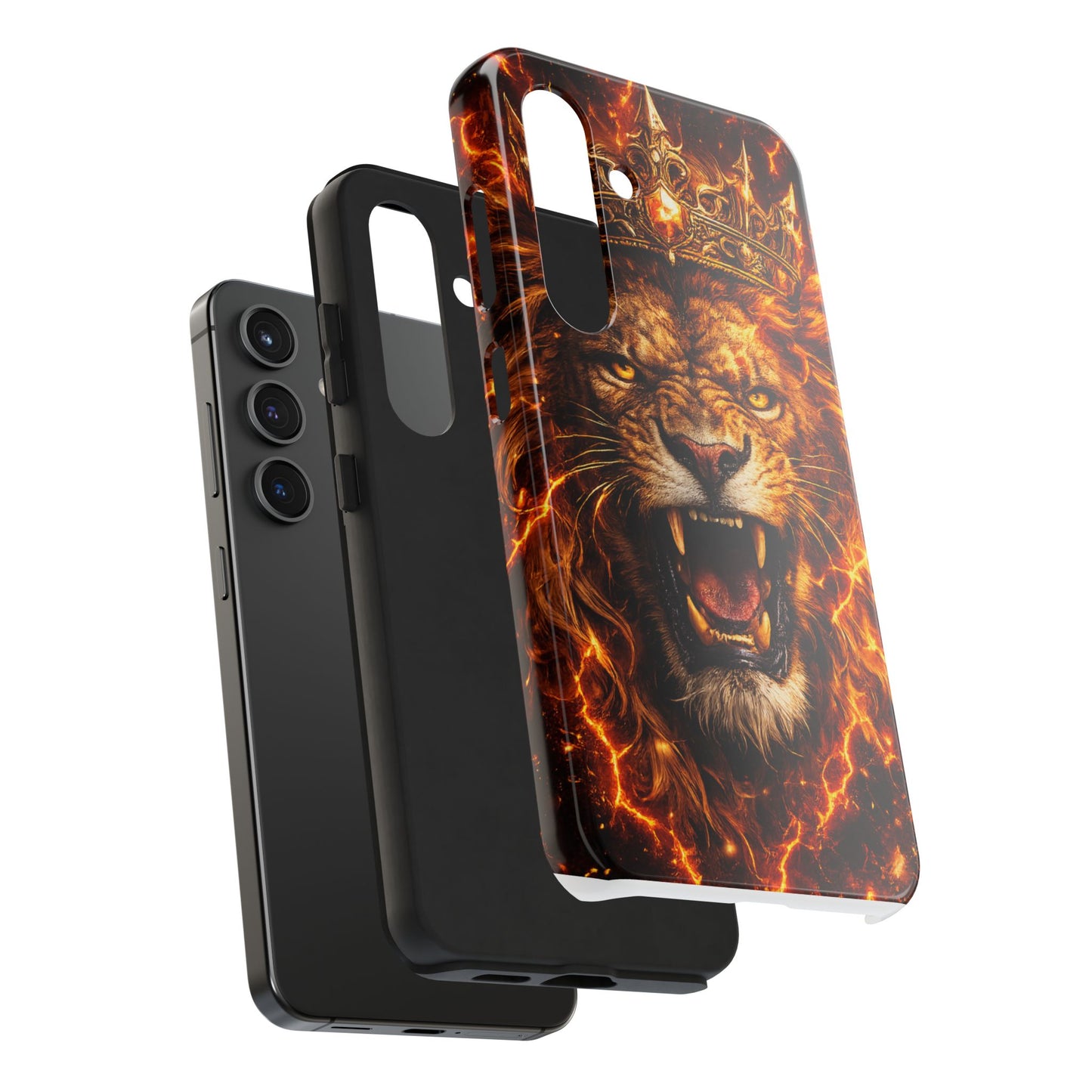 Fiery Lion King Tough Phone Case — Protective iPhone Case with Roaring Crown Design