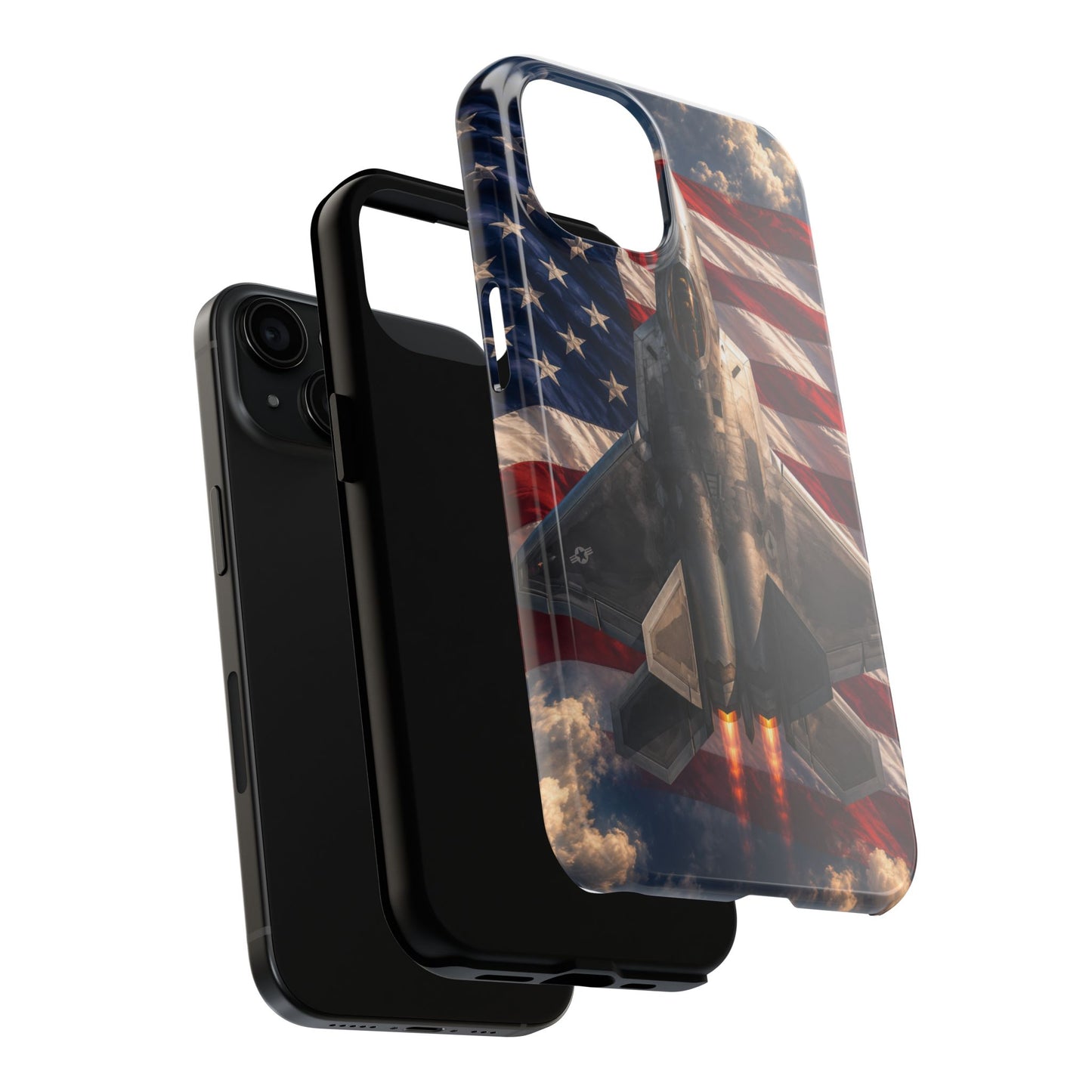 Patriotic Fighter Jet Tough Phone Case — American Flag Military iPhone Case