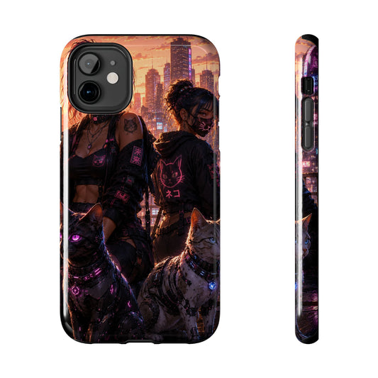 Cyberpunk Pack: Tough Phone Case with Neon Panther & City Sunset