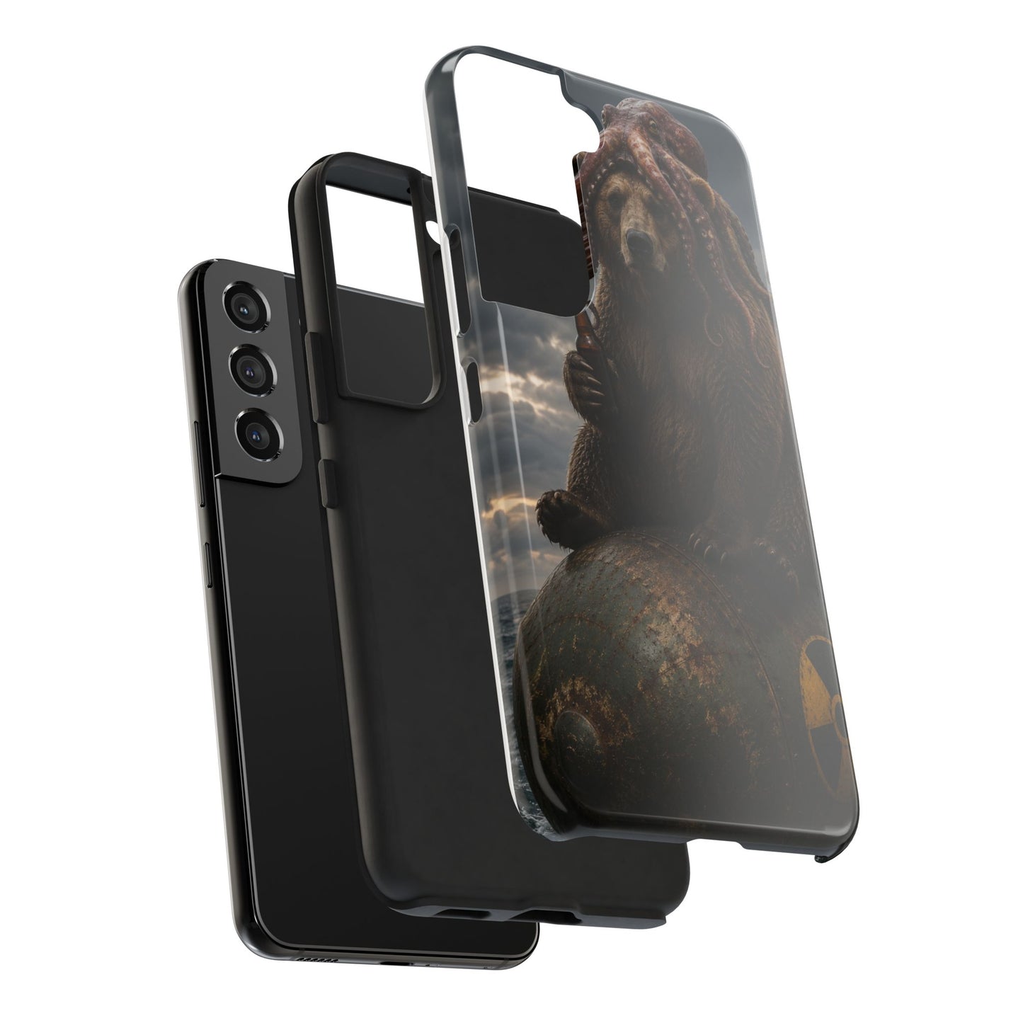 Tough Phone Case — Post‑Apocalyptic Bear with Octopus Helmet on Nuclear Bomb