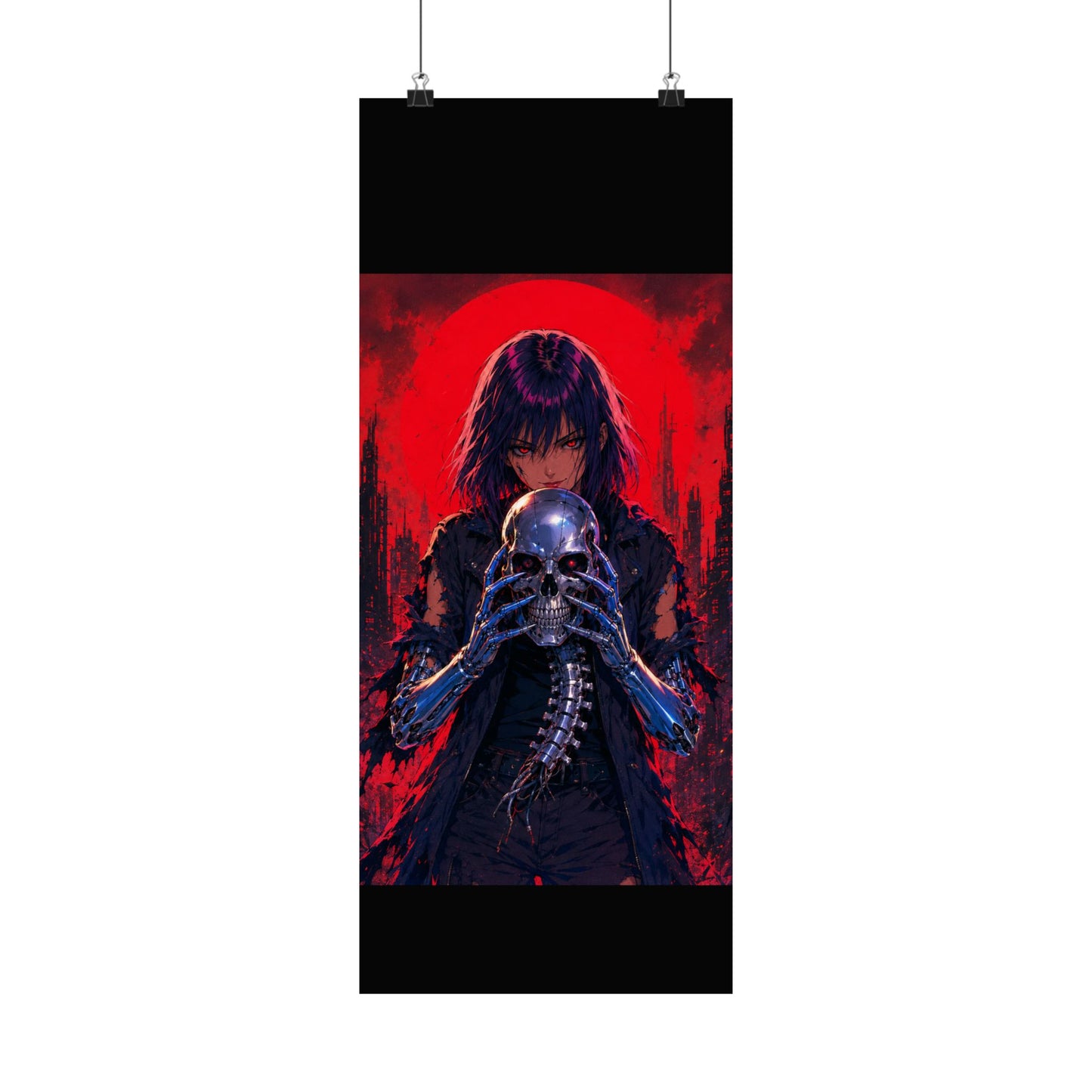 Metallic Souls Skull Poster — Gothic Anime Matte Vertical Wall Art