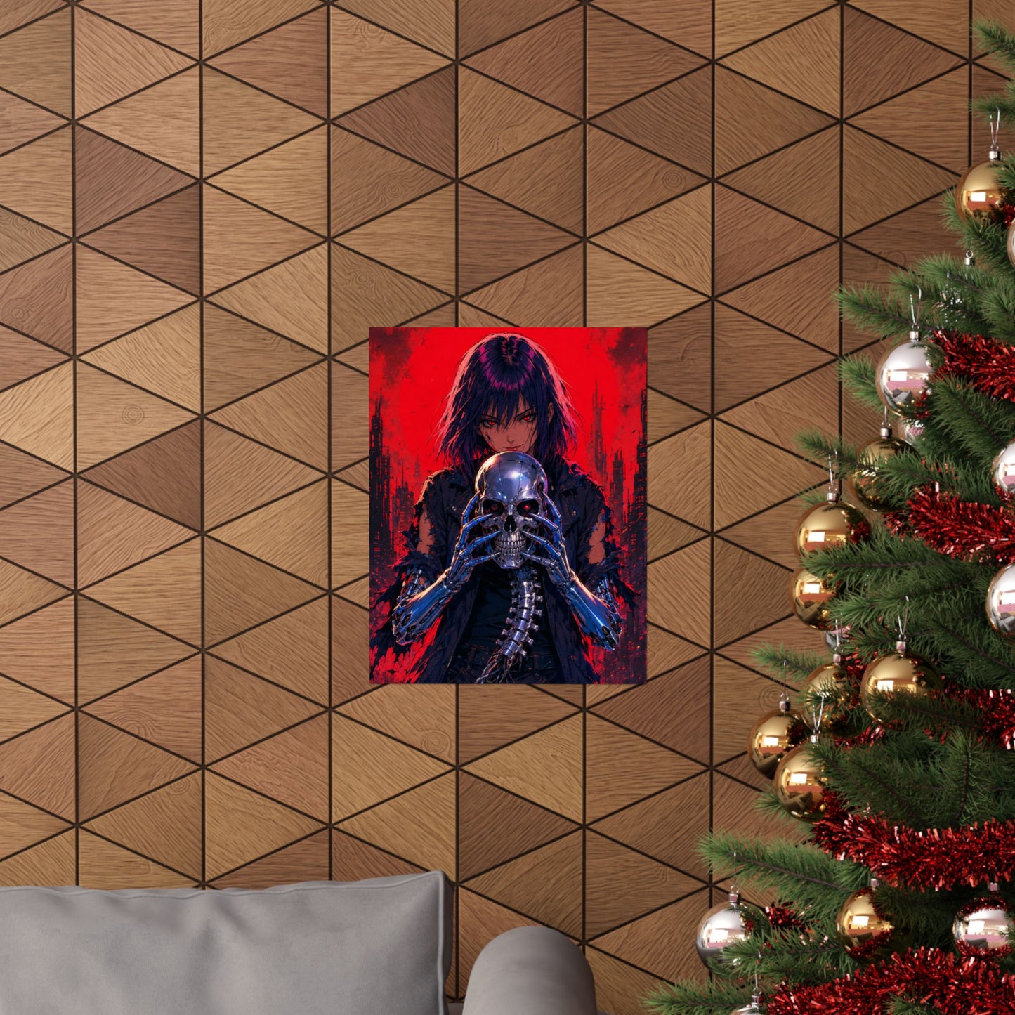 Metallic Souls Skull Poster — Gothic Anime Matte Vertical Wall Art